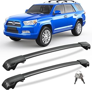 KINGGERI Barras transversales para portaequipajes de techo de 300 libras compatibles con Toyota 4runner 2010-2024 con rieles laterales elevados, rieles de techo de aluminio resistente con cerradura