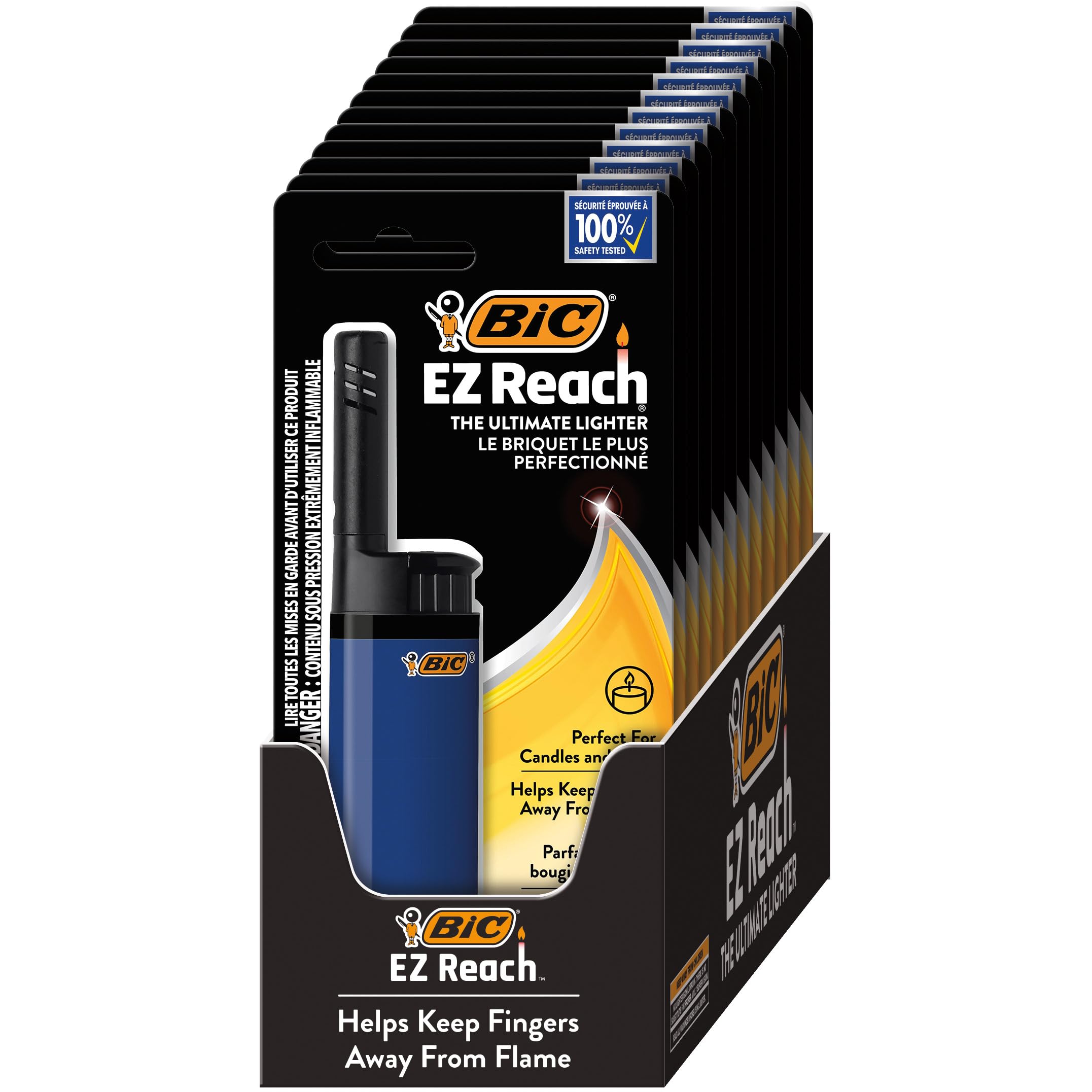 BIC EZ Reach Candle Lighter, The Ultimate Lighter with Wand for Candles, Assorted Designs, 12 Count Pack of Lighters