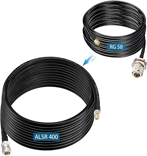 Miniatura 7 de Bingfu Lora Antenna ALSR400 - Cable de extensión RF de pérdida ultra baja de 10 pies - N hembra a RP-SMA macho - con adaptador SMA macho compatible