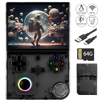 Anbernic RG40XX V Retro Handheld Game Console with Linux System 4IPS Screen Built-in 64G Card Preloaded Games 4753+ RG 40XXV Portable Gaming Console RG40XXV Supports 5G WiFi HDMI Bluetooth 4.2 Black