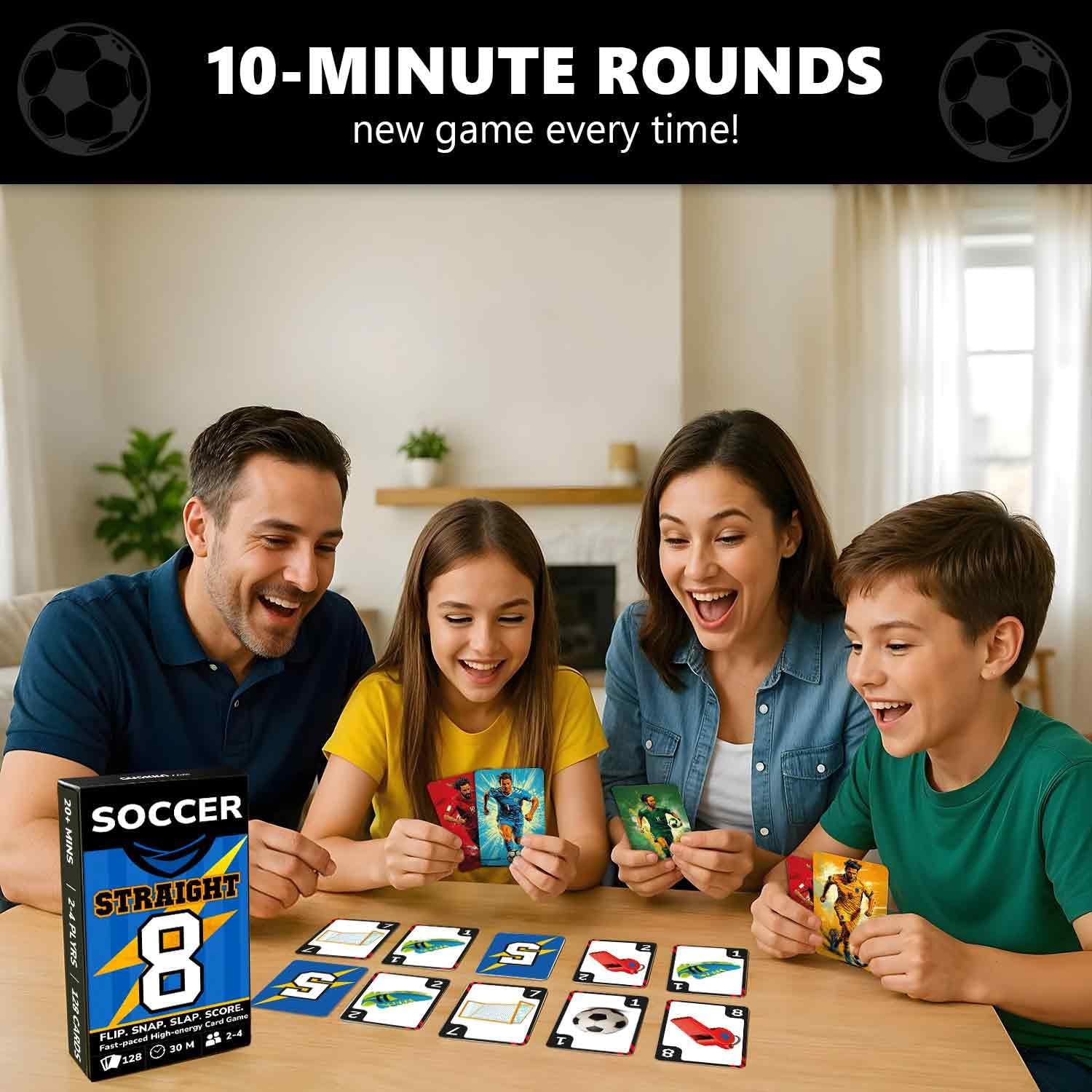 QUOKKA Soccer Fast-Paced Card Game for Kids & Adults – 128 Cards & Easy Rules – Quick & Fun Matching Game – 2-4 Players – Ages 8+ – Perfect for Family Games Night, Travel and Parties