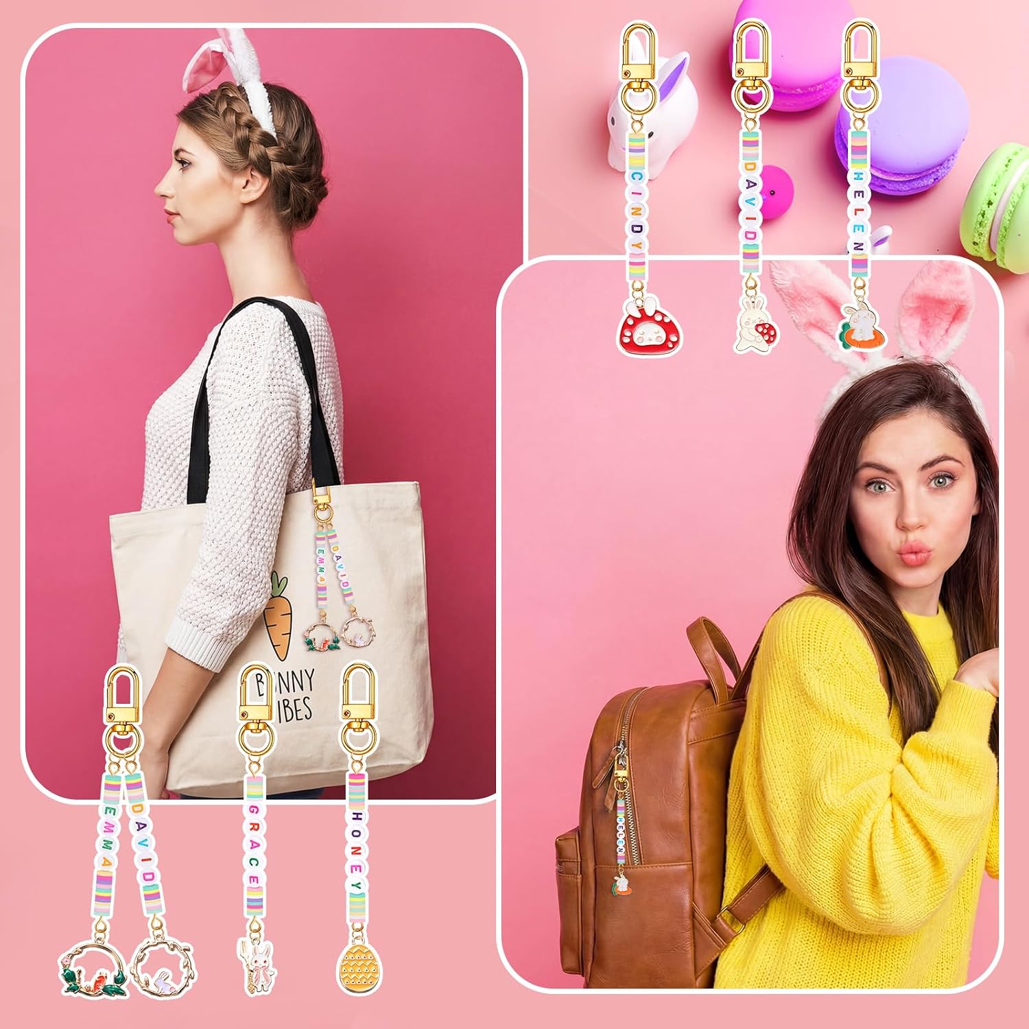 Tondiamo 2823 Pcs Easter Charms for Jewelry Making Easter Bead Keychain DIY Craft Making Kit Key Ring Charms Letters Beads String for Gift Jewelry Key Ring Backpack Accessories image 4