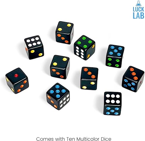 Miniatura 2 de Luck Lab Paquete de 10 dados D6 multicolor Pip  Dados acrílicos de 0.630 in de borde cuadrado estándar para juegos de mesa RPG MTG DND y juegos de