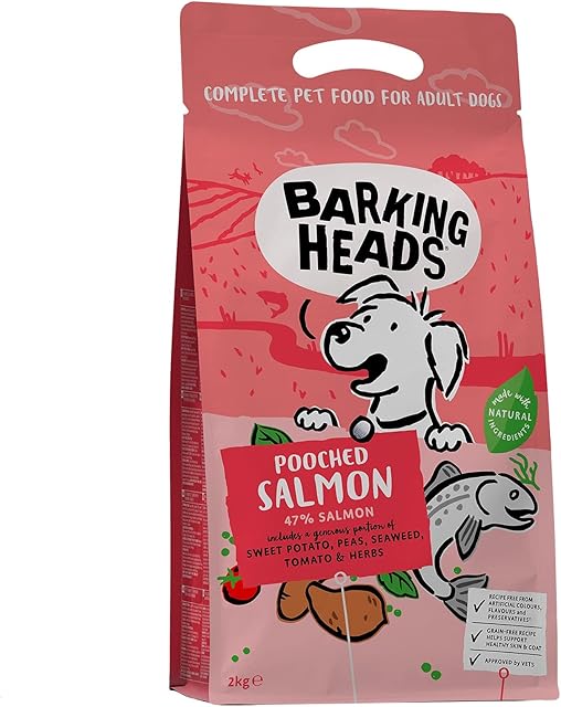 Barking Heads Dry Dog Food - Pooched Salmon - 100% Natural Salmon with No Artificial Flavours, Good for Healthy Skin and Coat, 2 kg