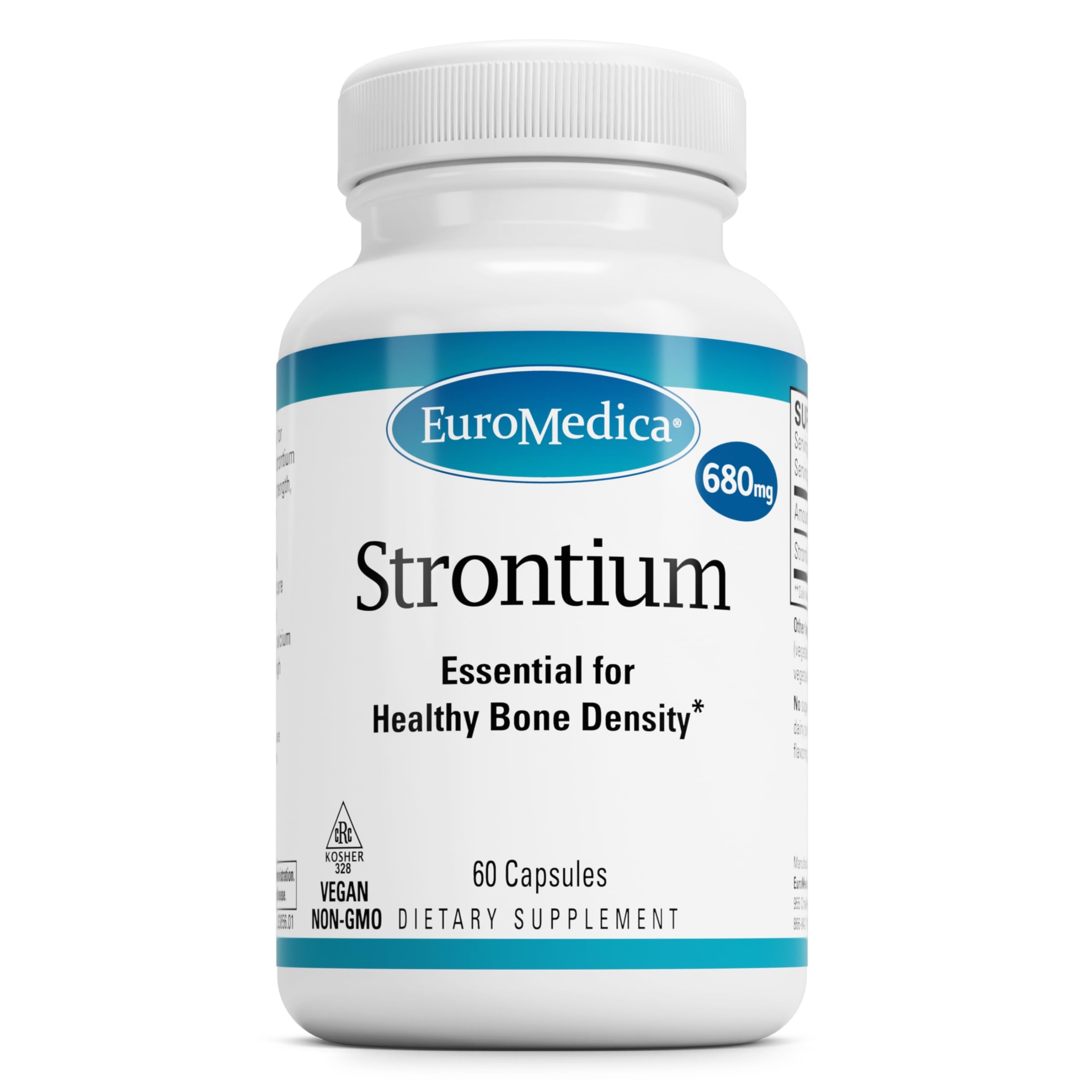 EuroMedica Strontium - Bone Health & Strength Support Supplement - Dietary Supplement with Vegan Capsules - Health Supplement with Strontium Citrate for Superior Absorption - 60 Capsules