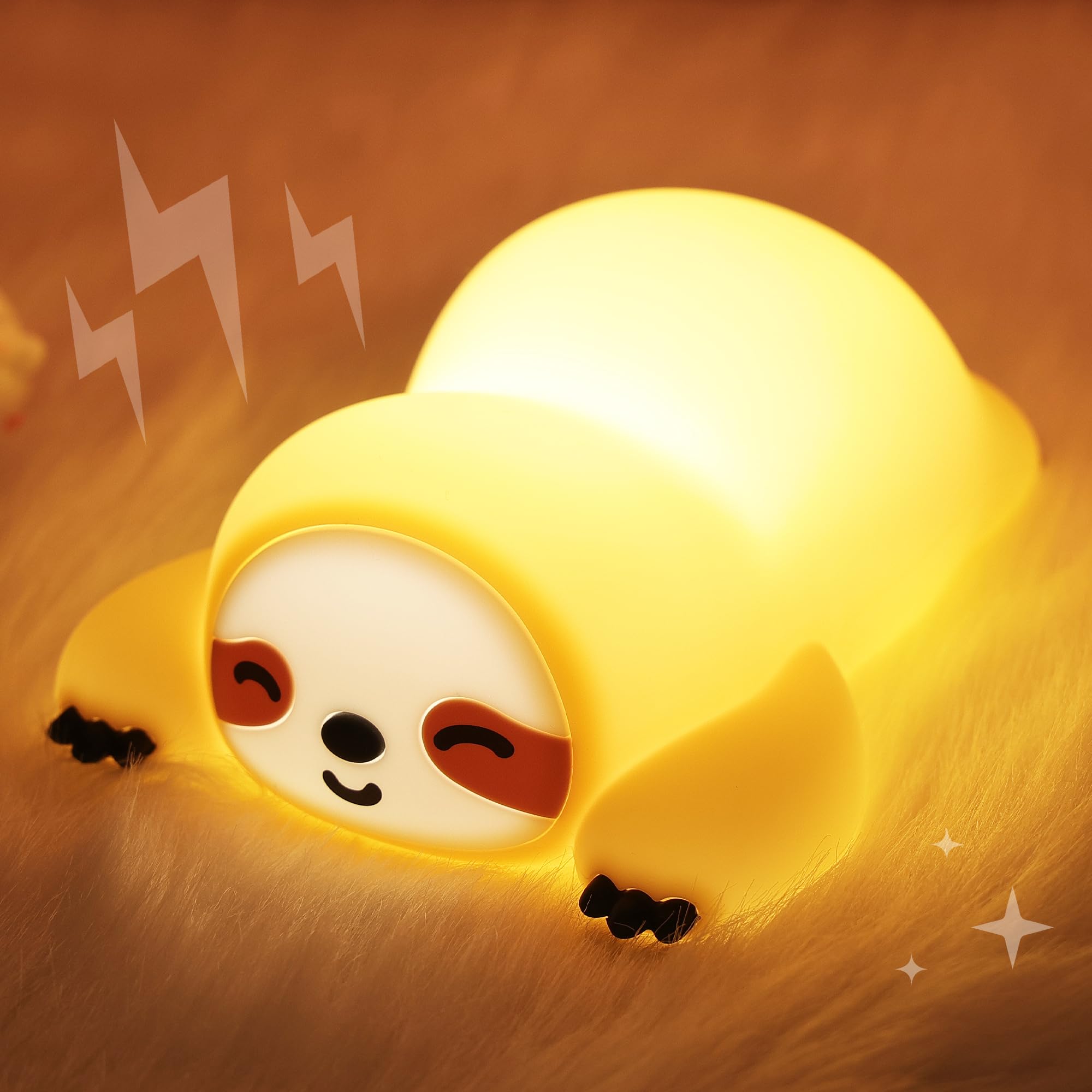 Okayera Nachtlicht Faultier für Kinder, Kuschelig Weiches Dimmbares Silikon Licht Timer & Aufladbar, Schnuffeliger Nachttischlampe als Deko und Geschenk zu Weihnachten Geburtstag für Jungen Mädchen