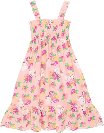 Hello Kitty Floral Girls Smocked Cami Maxi Dress Little Kid to Big Sizes 4-14-16