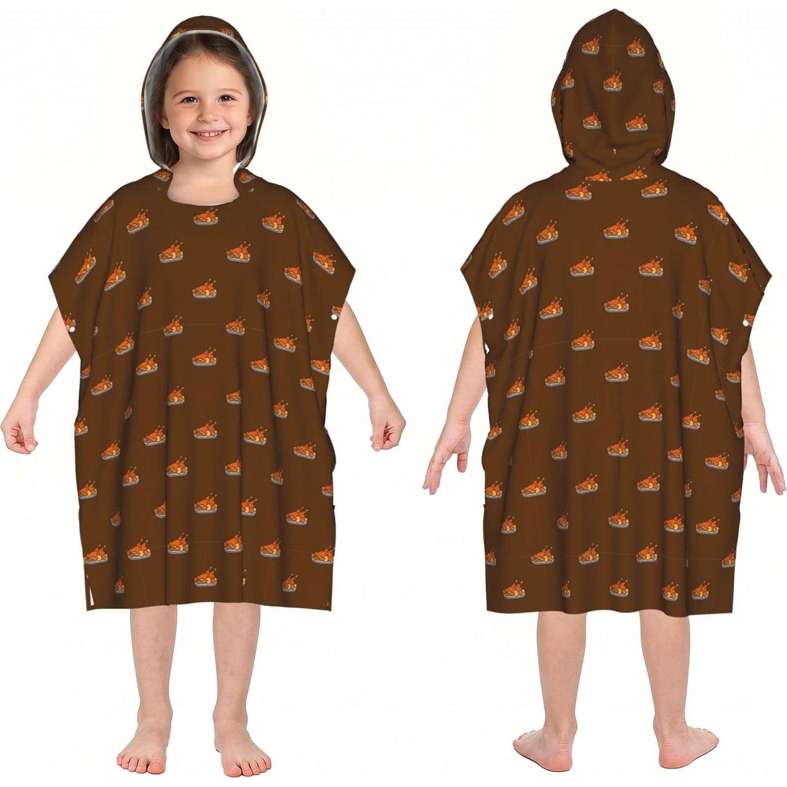 Noble Ren Delicious Roasted Chicken Hooded Kids Beach Towels Girls Boys Swimming Coverings Towels Bath Towels, Bathrobes, And Ponchos Absorb Water Quickly And Dry Well