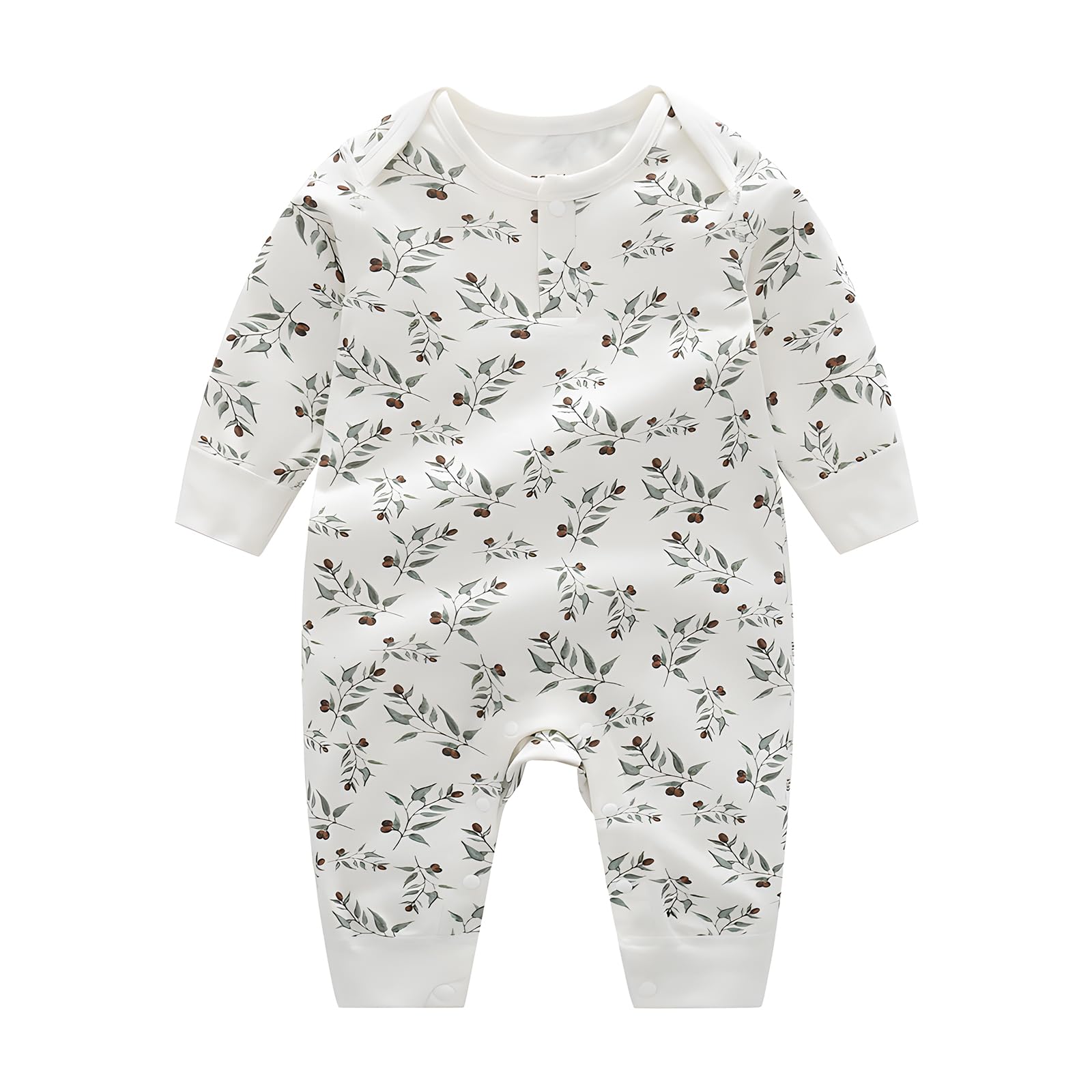 Cherie Kids 100% Organic Cotton Soft Newborn Baby Romper Jumpsuits for Boys and Girls Unisex, Long Sleeve, 0-24 Months