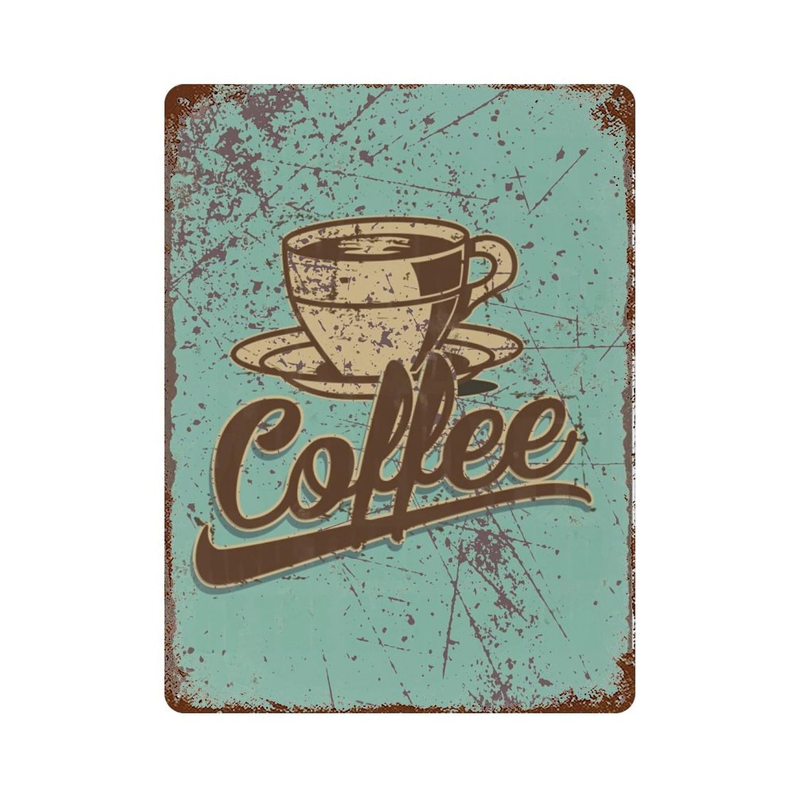 YHGERTKU Vintage Coffee Tin Sign Metal Bar Wall Art Retro Iron Vintage Metal Tin Sign Poster Modern Decor for Living Rooms Gift 40x30cm