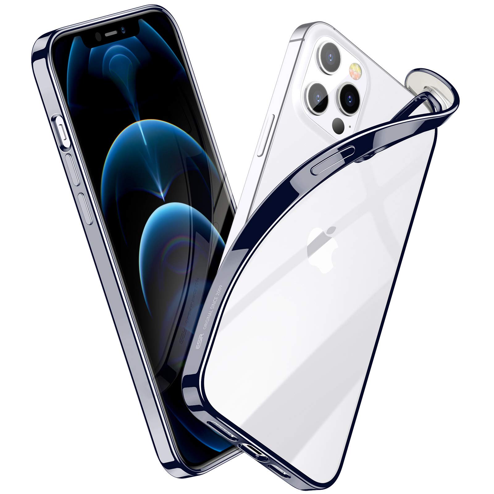 Amazon.co.jp: ESR iPhone 12 Pro max クリアケース – ブルーフレーム 
