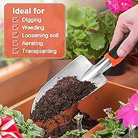 Vista 6 de Pala de jardín, pala de mano resistente con mango ergonómico, pequeñas herramientas de jardinería para excavar, herramientas de pala de jardinería