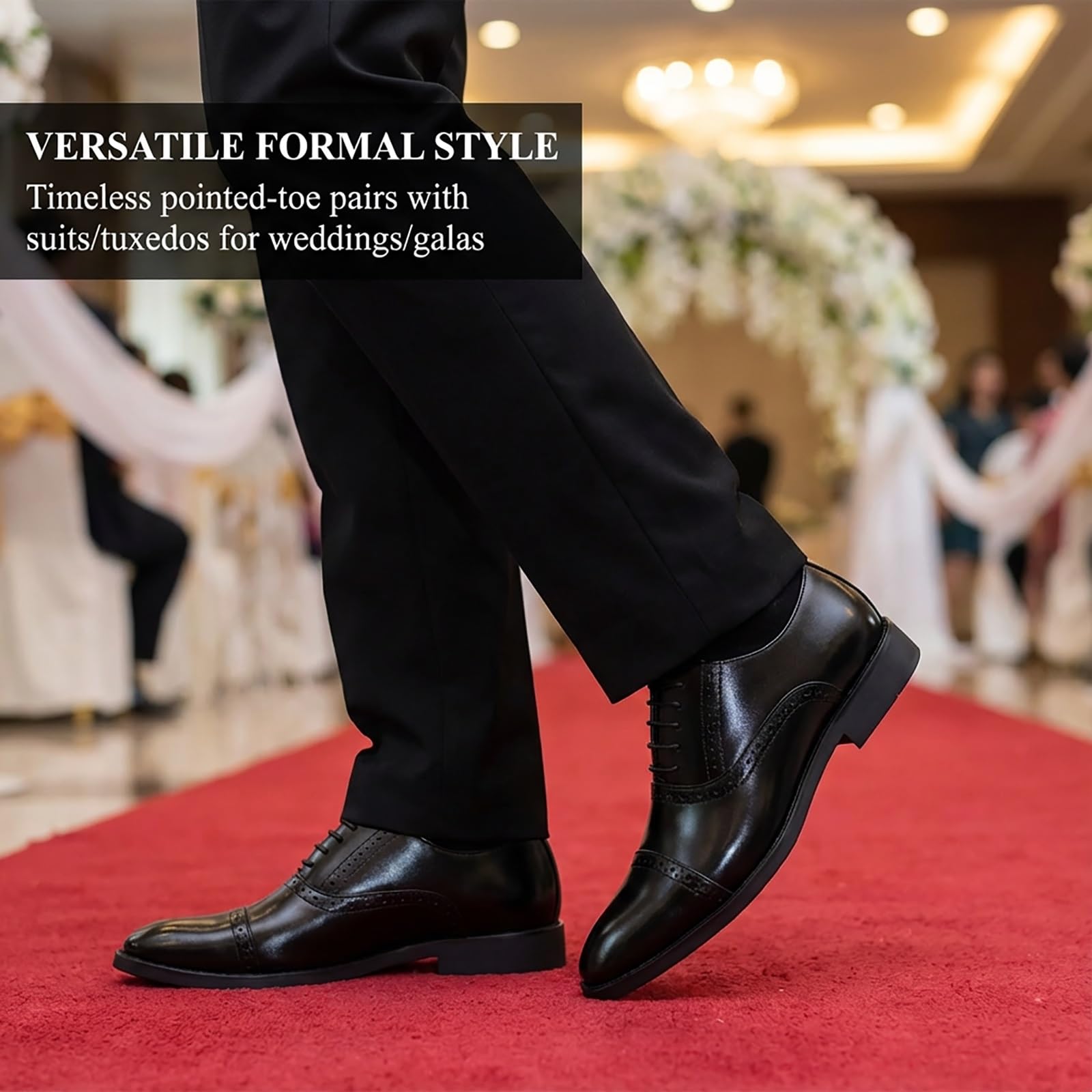Scarpe Classiche Oxford da Uomo for Affari, Matrimoni Ed Eventi Formali Stringate Traspiranti con Supporto Imbottito(Black,40 EU)