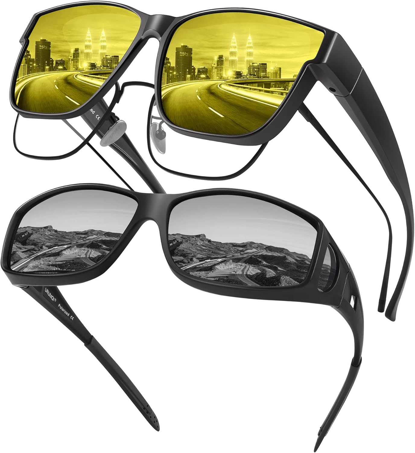 URUMQI Night Driving Glasses Bundle with Polarized Fitover