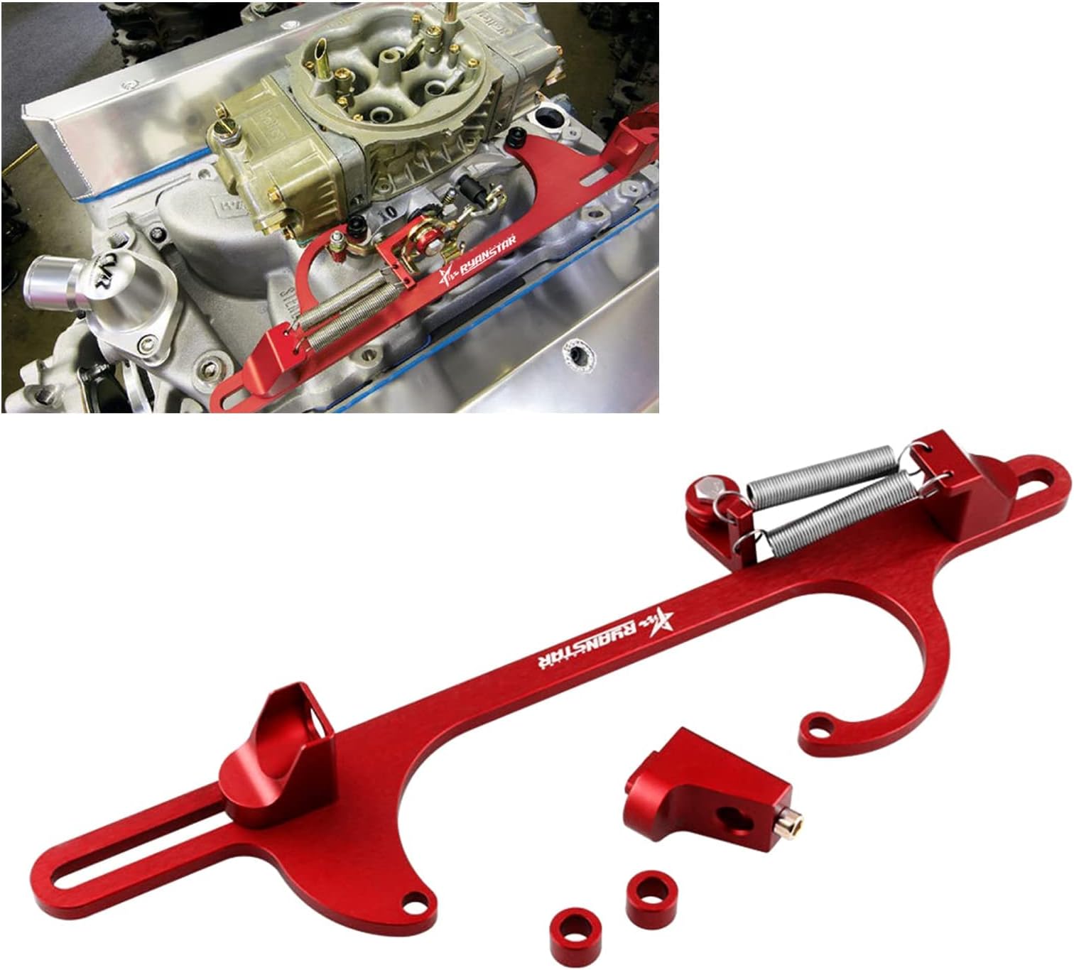 RYANSTAR Throttle Cable Bracket 4150 4160 Series Throttle Brackets Billet Adjustable Aluminum Red