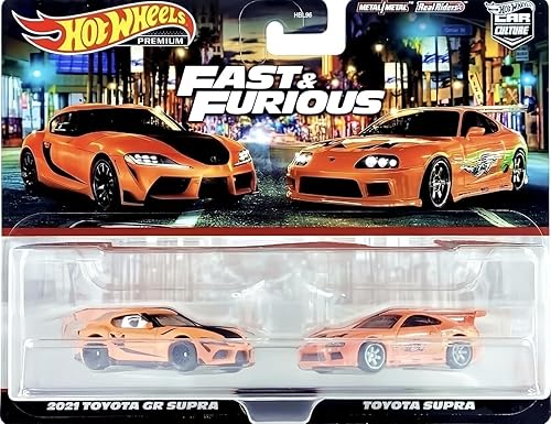 Hot Wheels Premium Car Culture Fast and Furious 2021 Toyota GR Supra y Toyota Supra (paquete doble a escala 1:64)