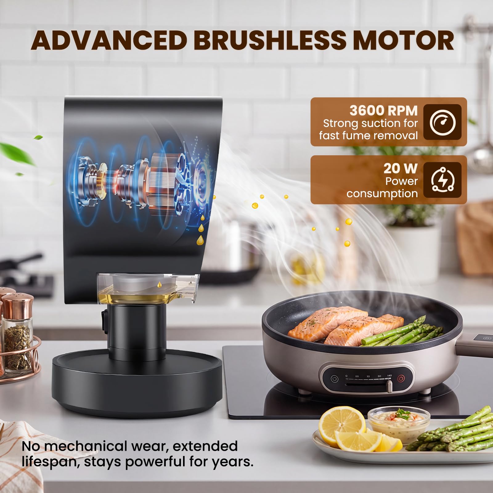 NEWTRY Campana extractora portátil - 3 potencias potentes Movible Campana mini compacta Portátil, con 2 filtros lavables, ideal para cocinas domésticas, caravanas, áreas exteriores, hot pot y barbacoa