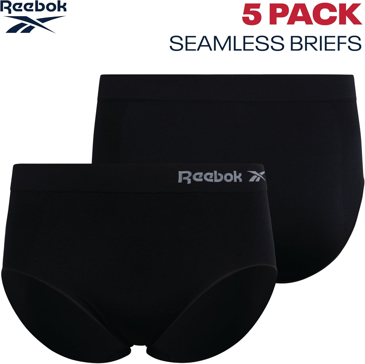Reebok Womens Briefs Underwear - 5 Pack Plus Size Soft Stretch Performance High Waisted Panties Seamless Underwear for Women - Image 3