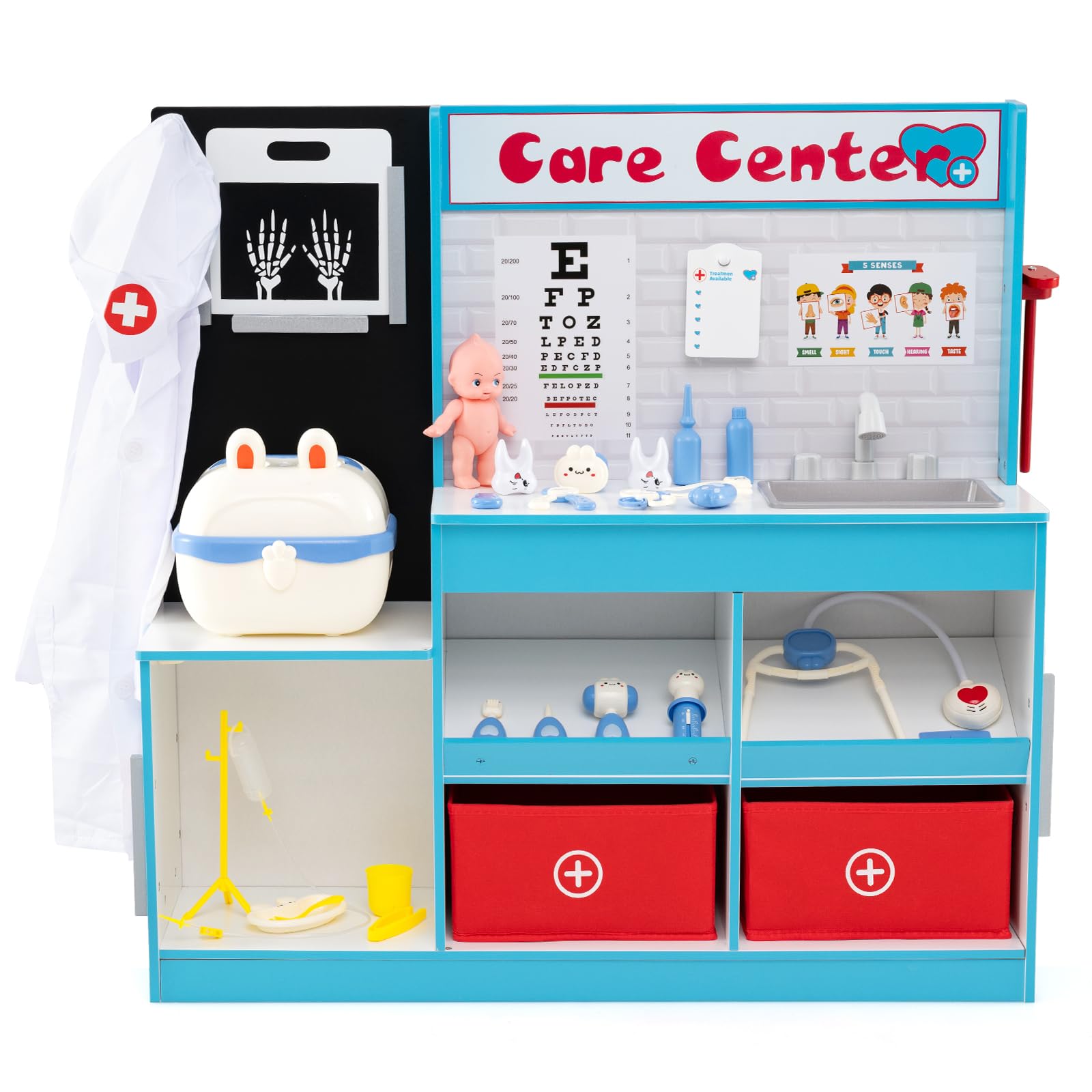 Amazon.com: HONEY JOY Kids Wooden Doctor Play Set, Checkup Medical