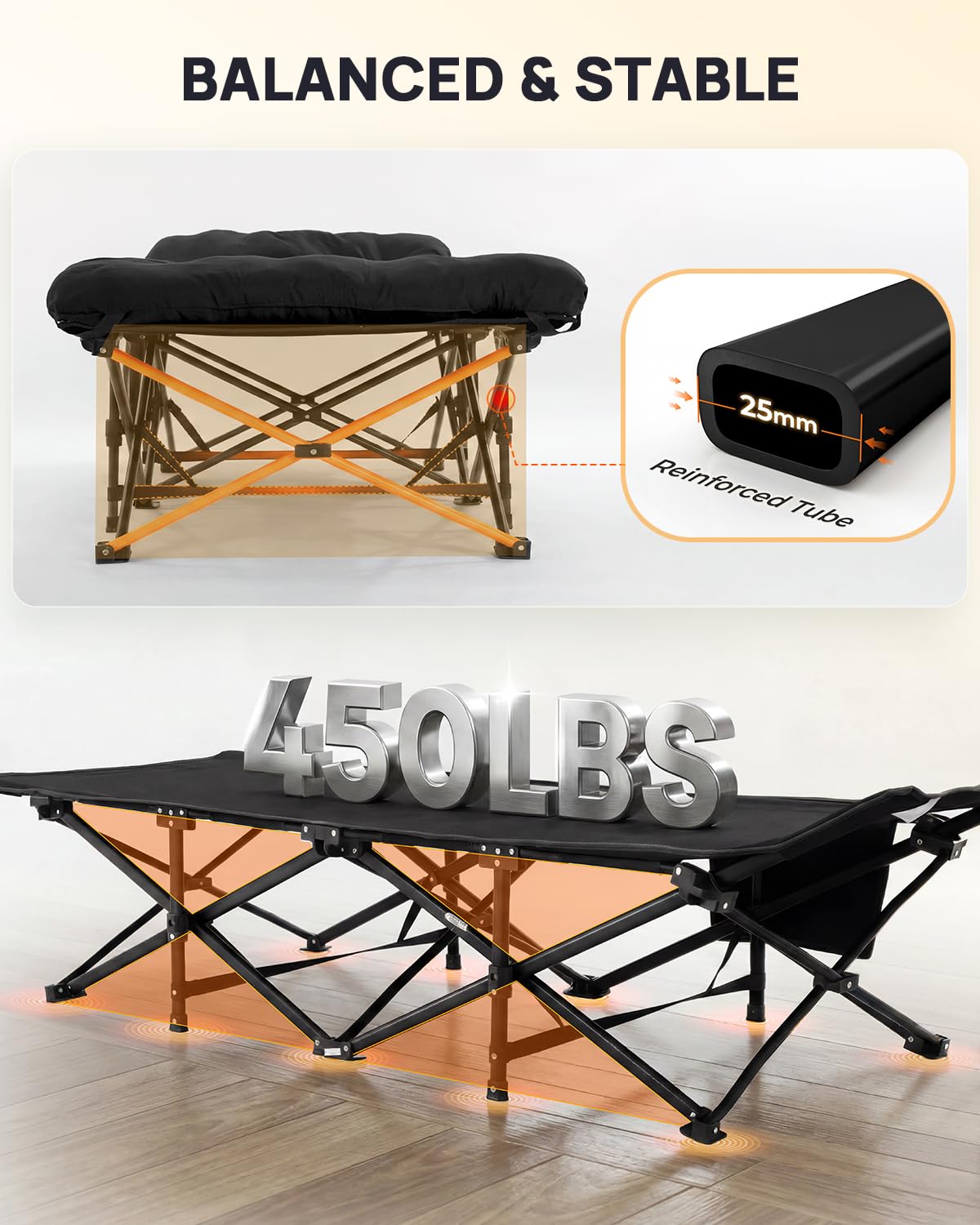 Sportneer Feldbett mit Matratze, Klappbett Breite 71/81cm Tragfähigkeit 204KG Gästebett Campingbett Feldbett Mit Aufbewahrungstasche für Erwachsene Outdoor Indoor Garten Camping Reisen