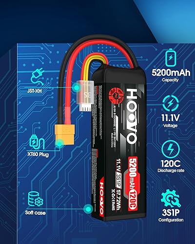 Miniatura 2 de HOOVO 3S LiPo Batería 5200mAh 120C Softcase con XT60 y TR Plug Compatible para RC Car RC Truck Avión Helicóptero Barco Carreras RC Hobby, paquete de