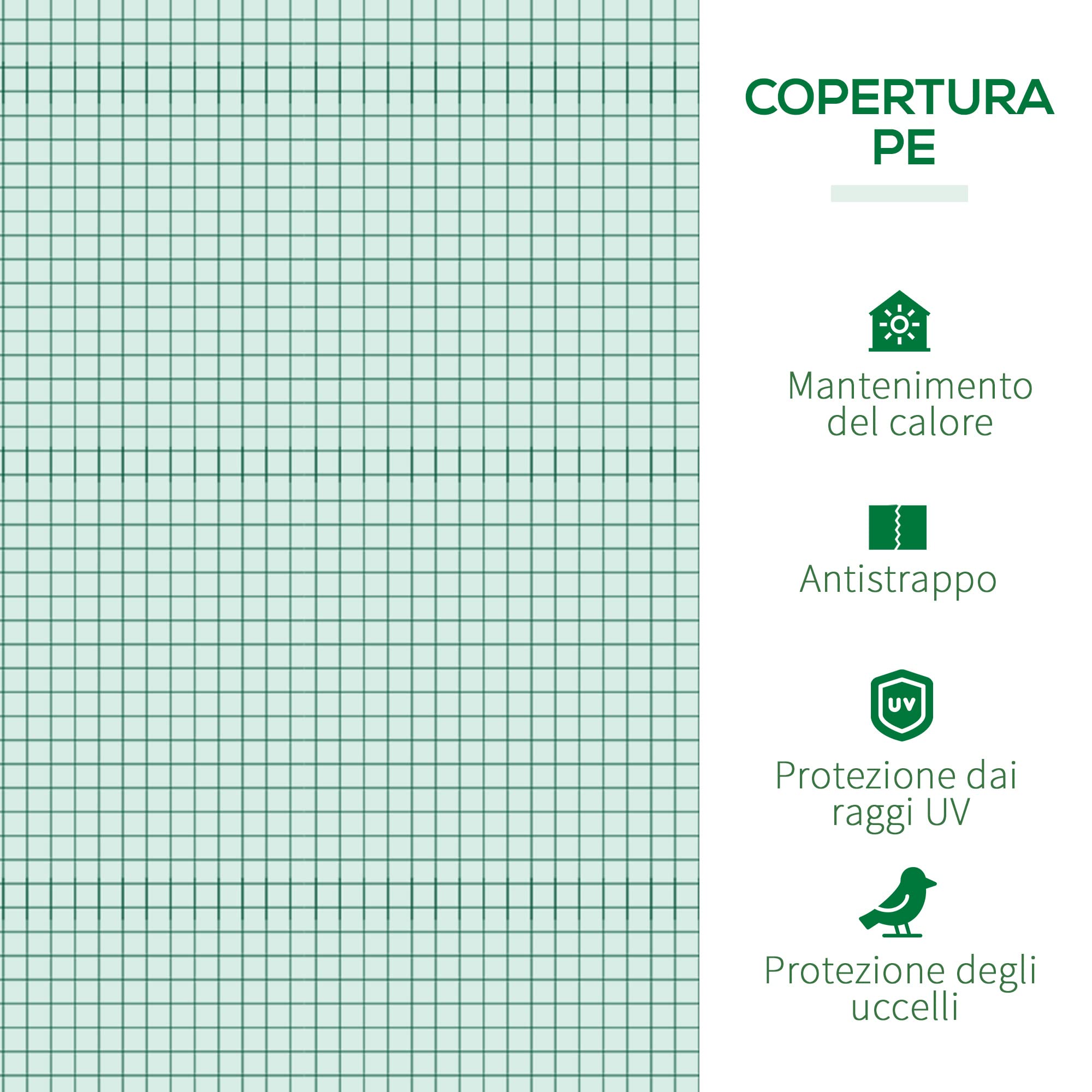 Outsunny Serra per Orto Impermeabile e Anti UV con 3 Finestre Avvolgibili, Mini Serra per Piante in Acciaio e Polietilene, 400x100x80 cm, Verde