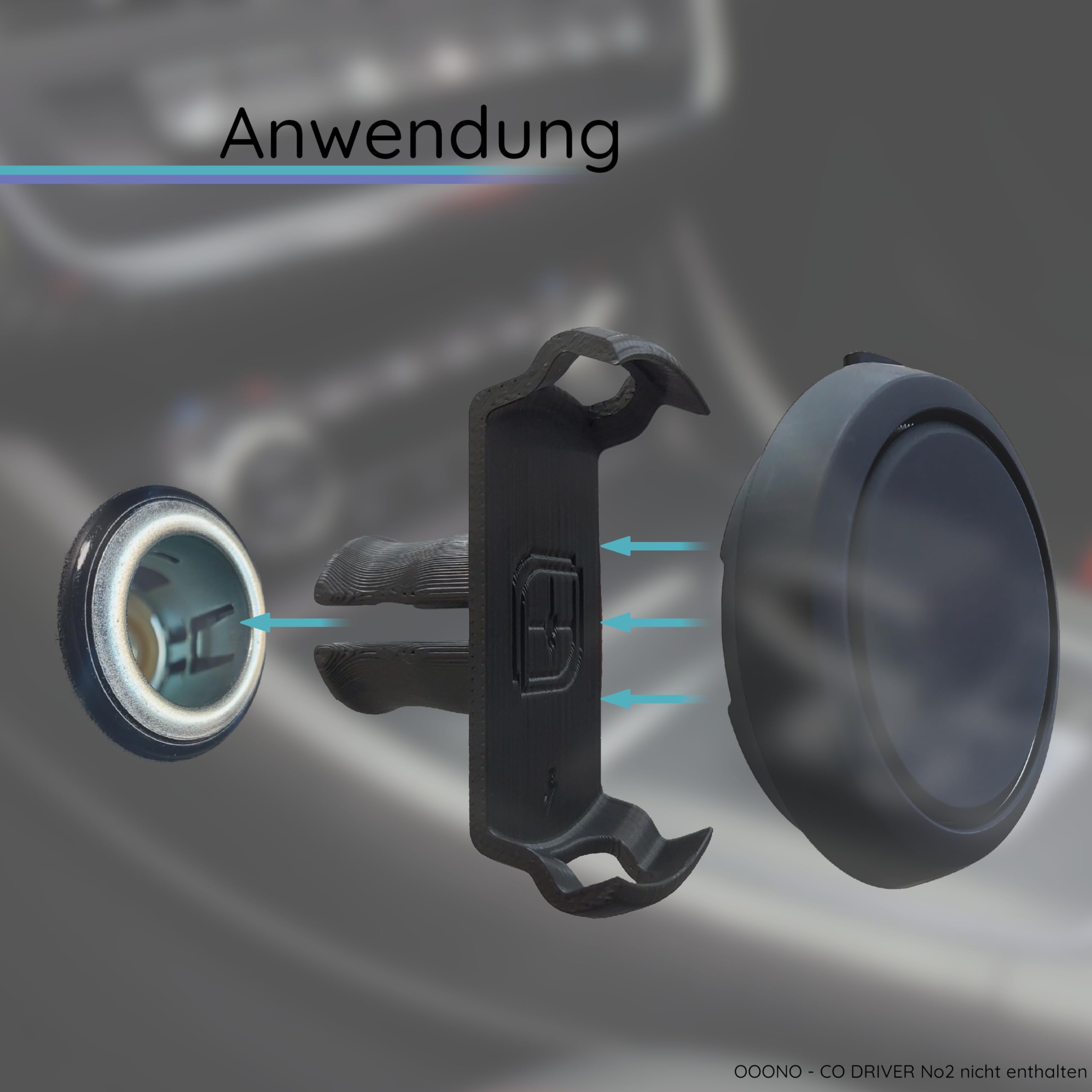 Zigarettenanzünder Halterung passend für OOONO CO-Driver NO2 KFZ 12V Steckdose Armaturenbrett Mittelkonsole Blitzerwarner Zubehör