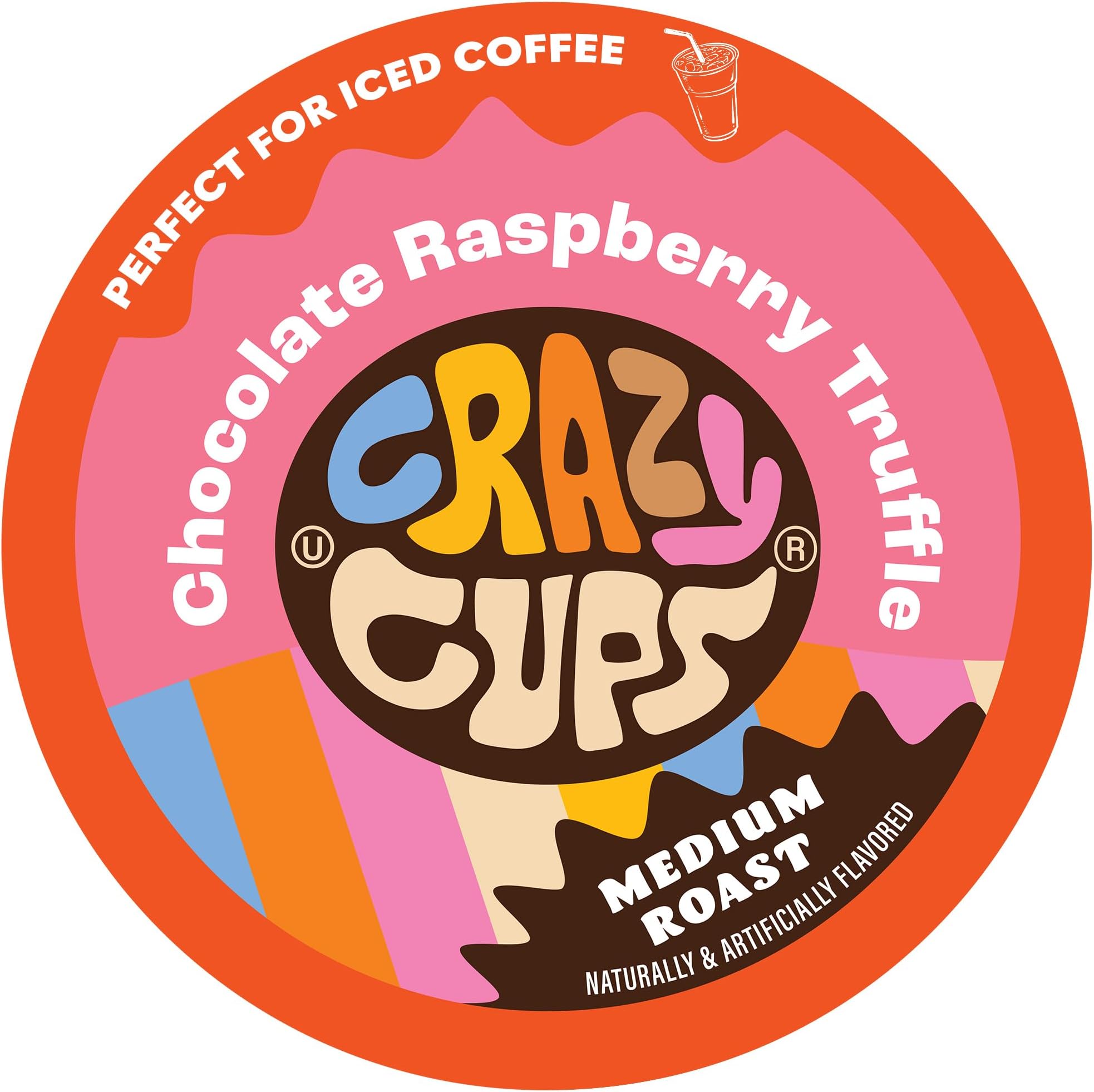 Crazy Cups Flavored Coffee for Keurig K-Cup Machines, Chocolate Raspberry Truffle, Hot or Iced Drinks, 22 count Single Serve, Recyclable Pods(Pack of 1)