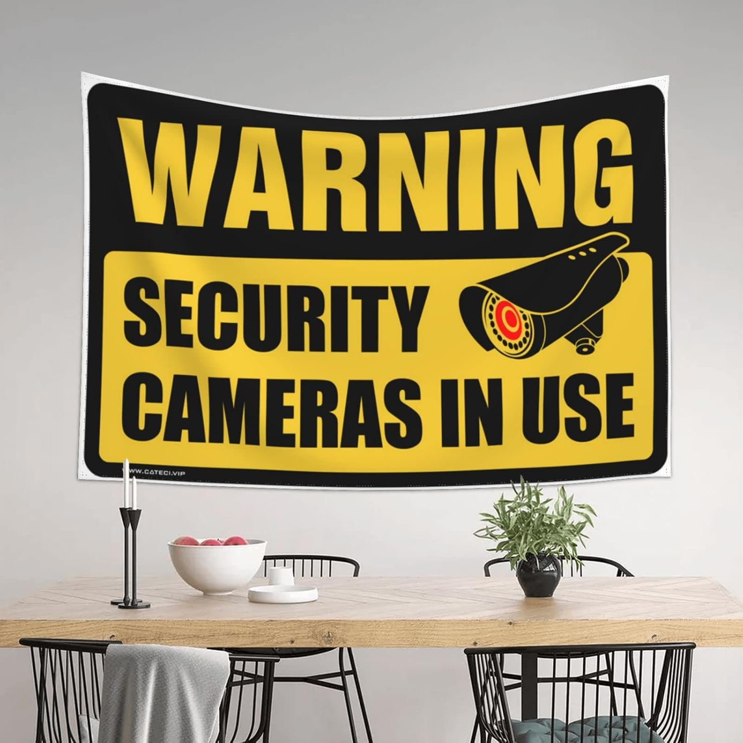 Garage Accessories for Man Cave Warning Security Cameras I Use Tapestry Men Decor Stuff for Your Room(75X100CM) image 3