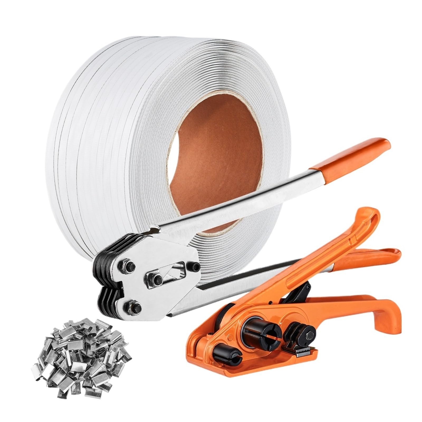 JVDDI Pallet Packaging Strapping Banding Kit with Tenser Sealer 328ft PP Band 100 Metal Seals for Packing Belt