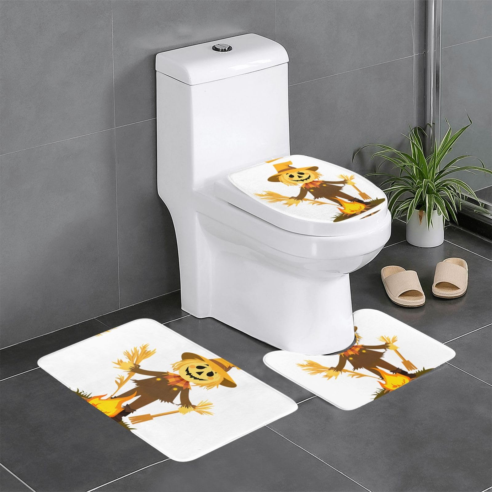 Tapis de salle de bain antidérapants WHJDPP par The Bonfire, lot de 3 pièces avec contour U O