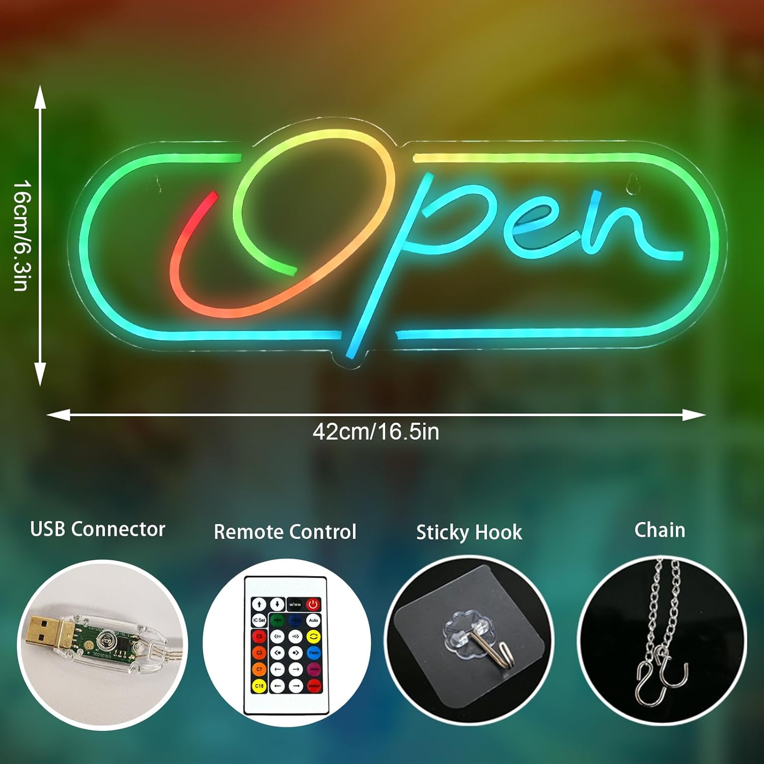ineonlife Open Neon Sign Dream Colorful Open Controller Neon Light for Wall Display Sign Walls Window Door Bar Shop Coffee Salon Hotel Store Restaurant Bakery Decorations - Image 5