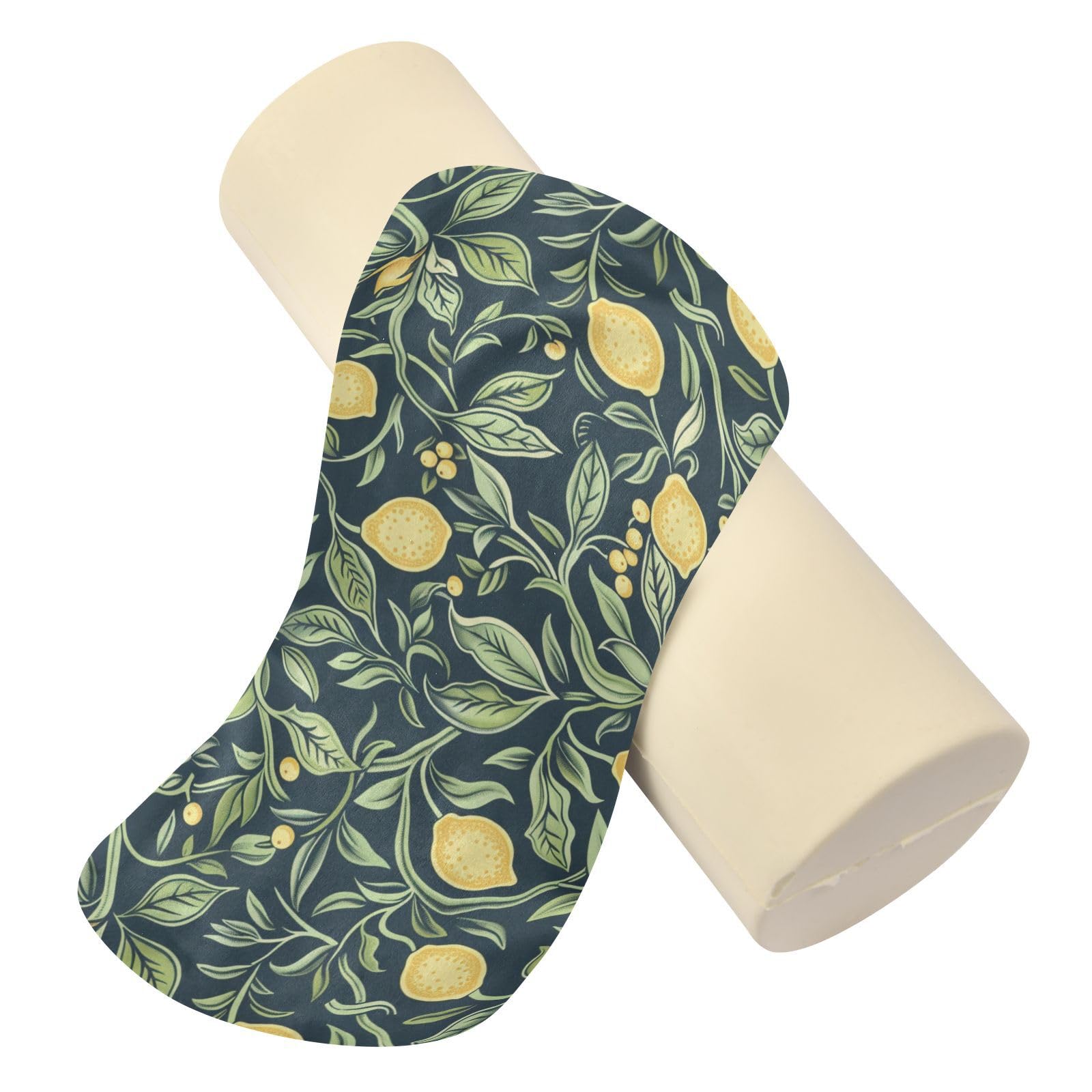 miaozhen Lemon Pattern Summer Dark Blue Neck Roll Pillow Case Cover Round Pillow for Chair almohada para Cuello 5.5''x17''