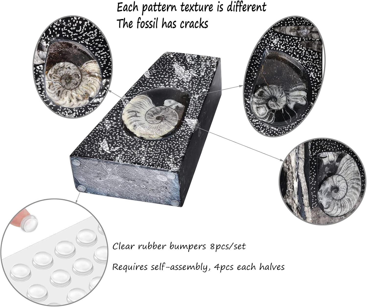 AMOYSTONE 1Pair Decorative Heavy Bookends 6-8 LBS Trapezoid Authentic Natural Orthoceras Fossil Shell Polished Height 6.2"