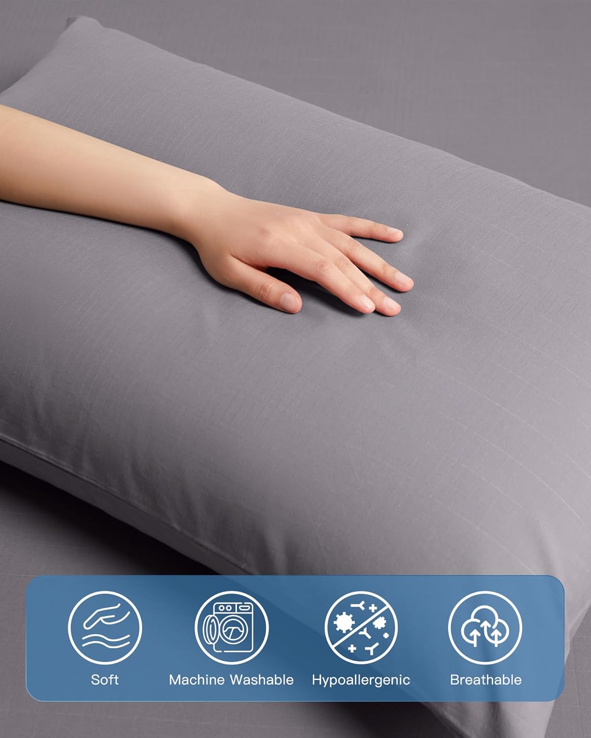 1PC Grounding Pillowcase 10% Pure Silver Fiber+90% Cotton, Grounding at Home-Make You Healthier's Earth Connected Pillow Cover with Grounding Cord Included (Deep Grey, 20x36in)