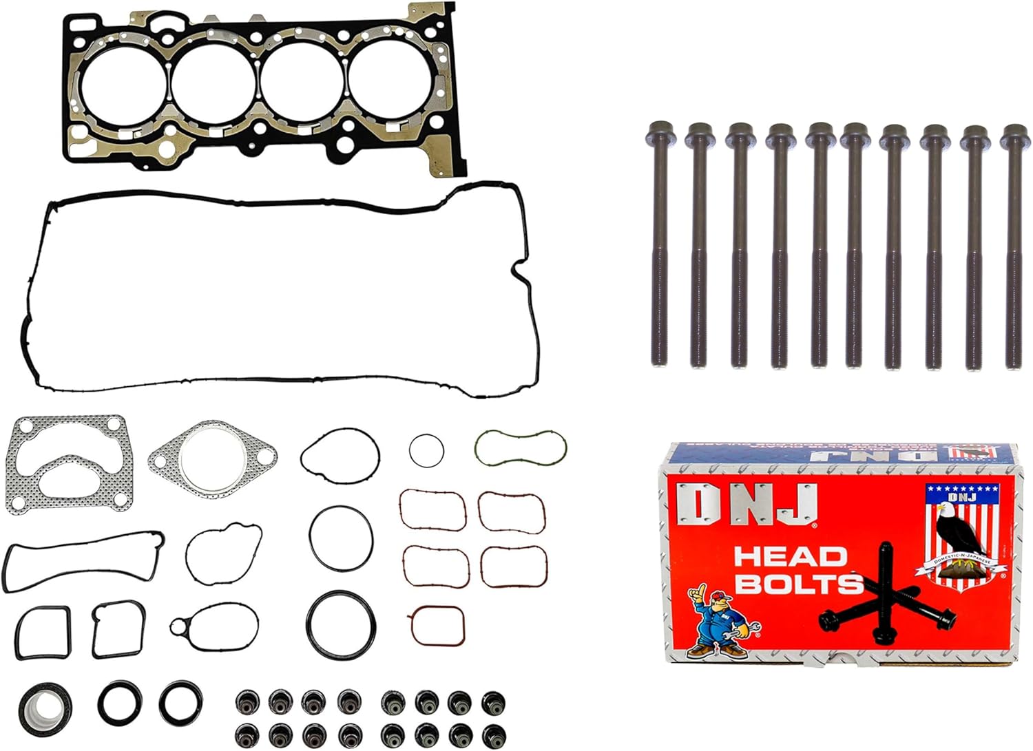 DNJ HGB4534 Cylinder Head Gasket Set with Head Bolt Kit for 2016-2020 Ford, Edge, Escape, Fusion, MKC, MKZ 2.0L L4 16V DOHC 1999cc