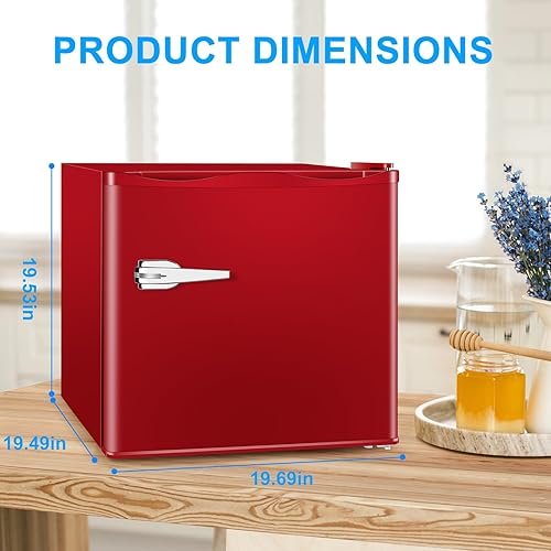 Miniatura 2 de ZAFRL Mini HogarApartamentoOficina 1.2 pies cúbicos Congelador vertical compacto de una sola puerta, rojo