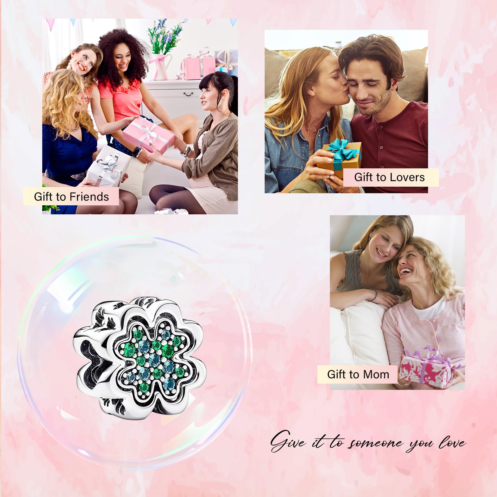 St.Patrick's Day Charms 925 Charms pour Bracelets et Colliers, Argent Sterling Charme Saint Valentin Noël Anniversaire Bijoux Cadeaux pour Femme Maman Épouse Amis