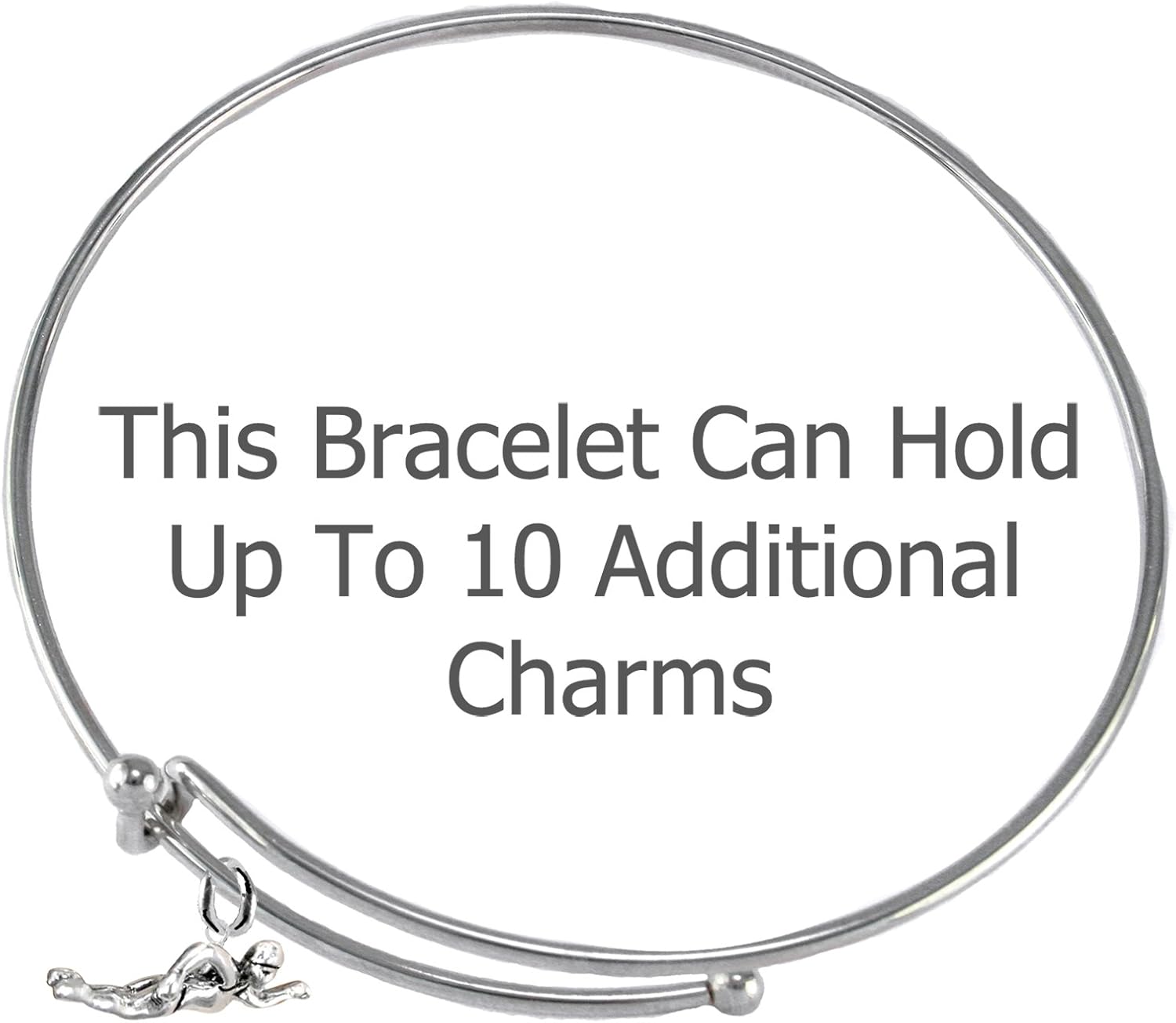 Cardinali Jewelry Team Mom, Swimming, Adjustable Charm Bracelet, Hypoallergenic, Safe-Nickel Free, No Poisonous Lead Or Cadmium