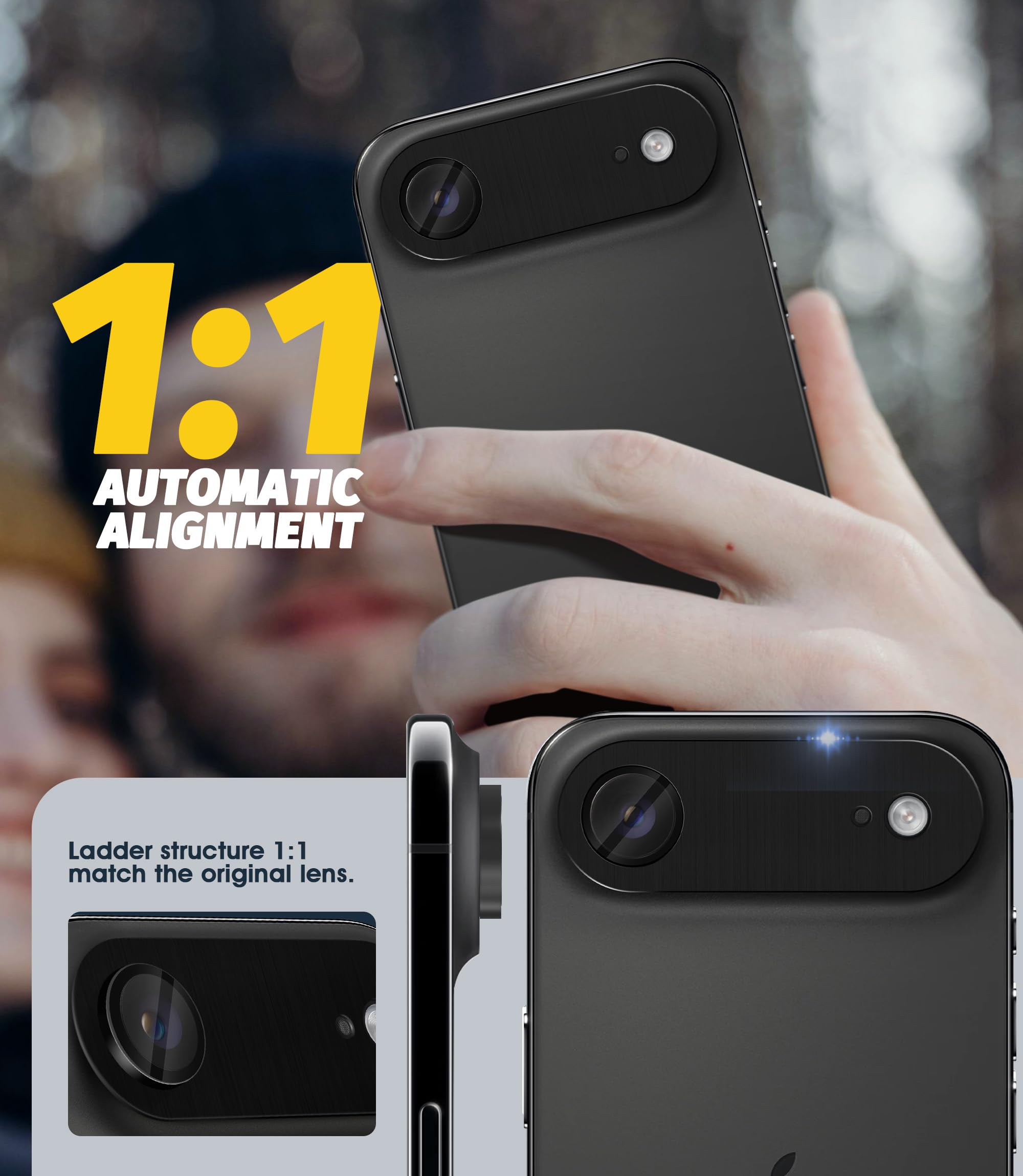 Protecteur Caméra Pour IPhone 17 Air - Verre Trempé 9H Et Cadre Aluminium - Ultra-mince Et Anti-rayures (Noir)