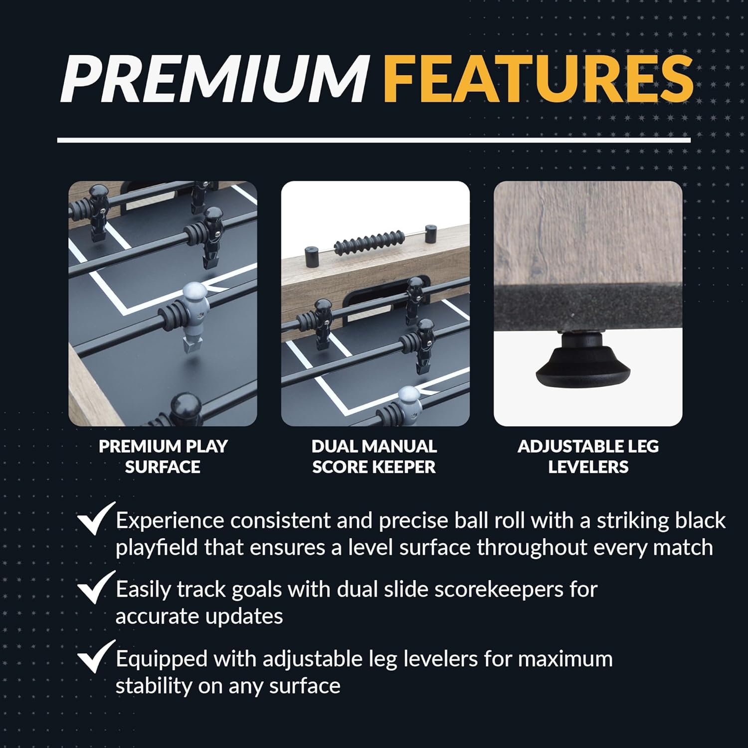 Hathaway Braxton 55-in Competition Foosball Table, Arcade Table Soccer, Perfect for Family Game or Recreation Rooms, Includes (2) 36-mm ABS Foosballs and Built in Ball Returns