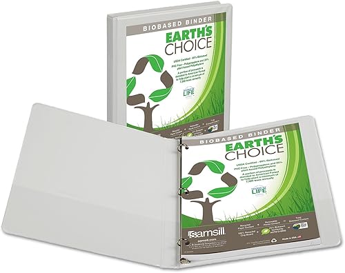Miniatura 3 de Samsill 18917 Earth's Choice - Carpeta de visión de anillo redondo biodegradable con tapa de 12 pulgada, color blanco (Sam18917)