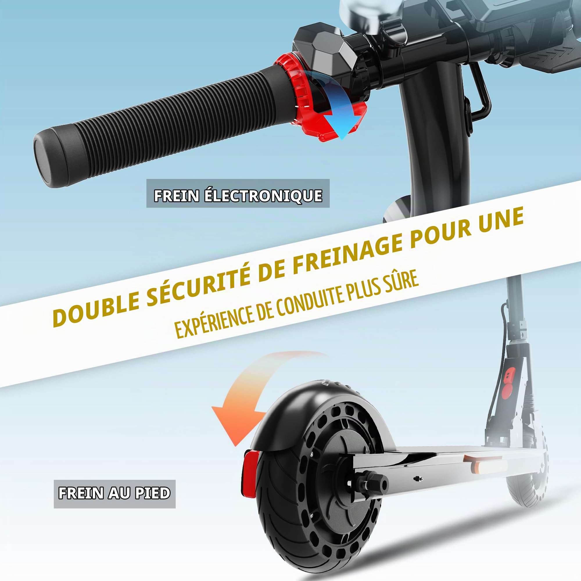 QnQ Trottinette électrique, 2026 Trottinette Pliable 8", Moteur 500W/25KM/H Autonomie 15KM, pneus en nid d'abeille increvables, est Un pour Les Enfants et Les Adolescents.