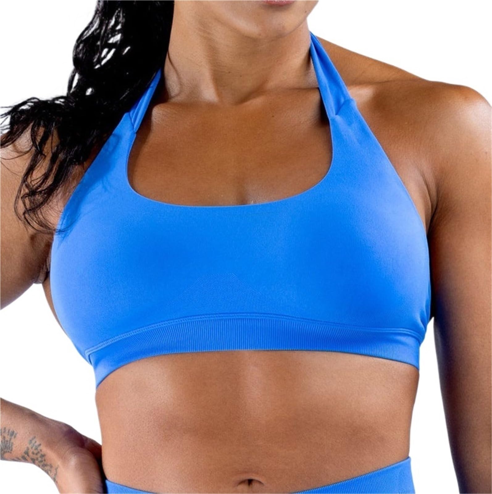 Sujetador Deportivo Mujer Top de Tirantes con Cuello Halter, Sujetador Push up Alto Soporte, Espalda Abierta, for Gimnasio, Fitness, Yoga, Entrenamiento, Ropa Interior