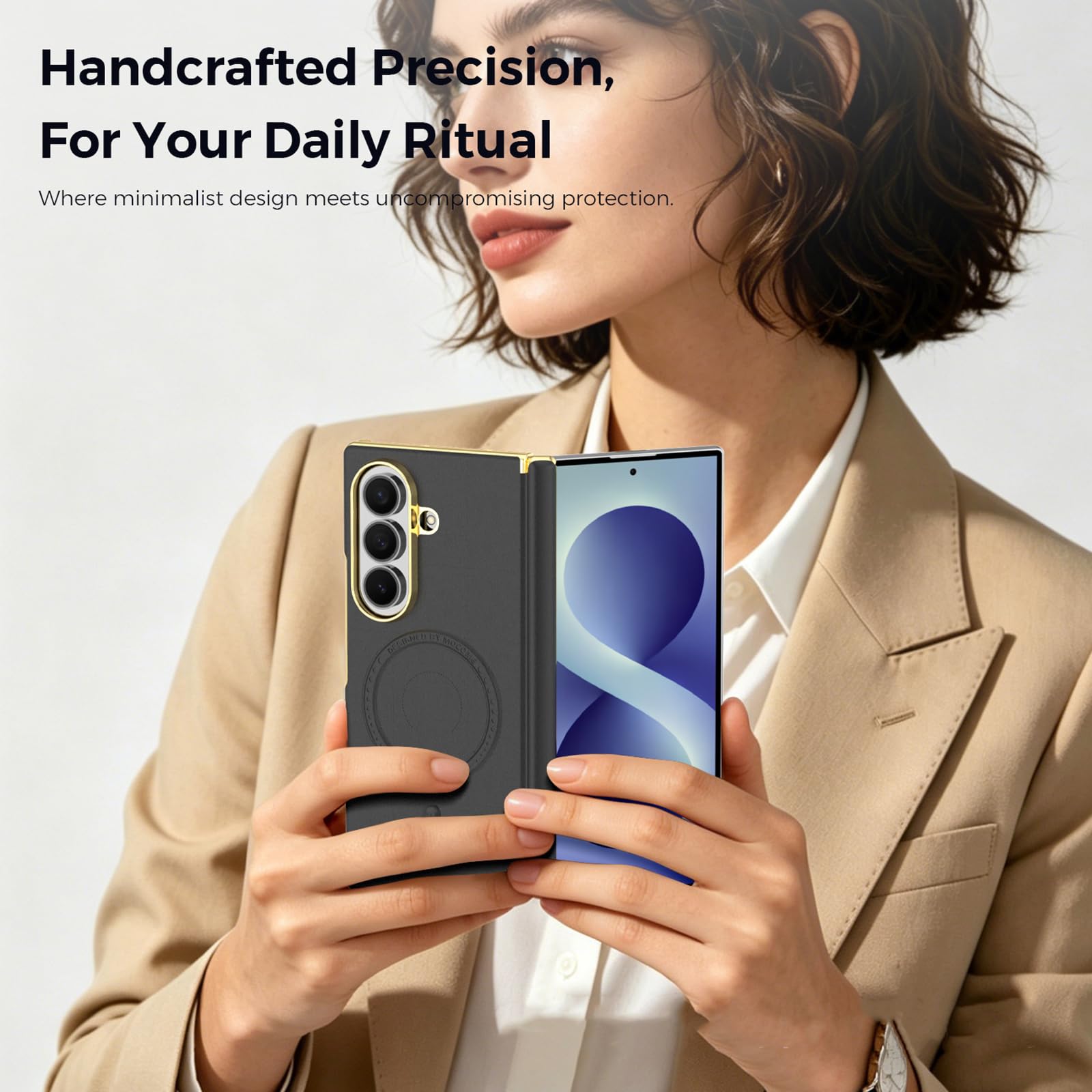 Custodia Magnetica For Samsung Galaxy Z Fold 8 Ultra, Copertura Protettiva For Fotocamera Con Cerniera Completamente Avvolgente Custodia Sottile For Telefono Con Ricarica Wireless(Blue)