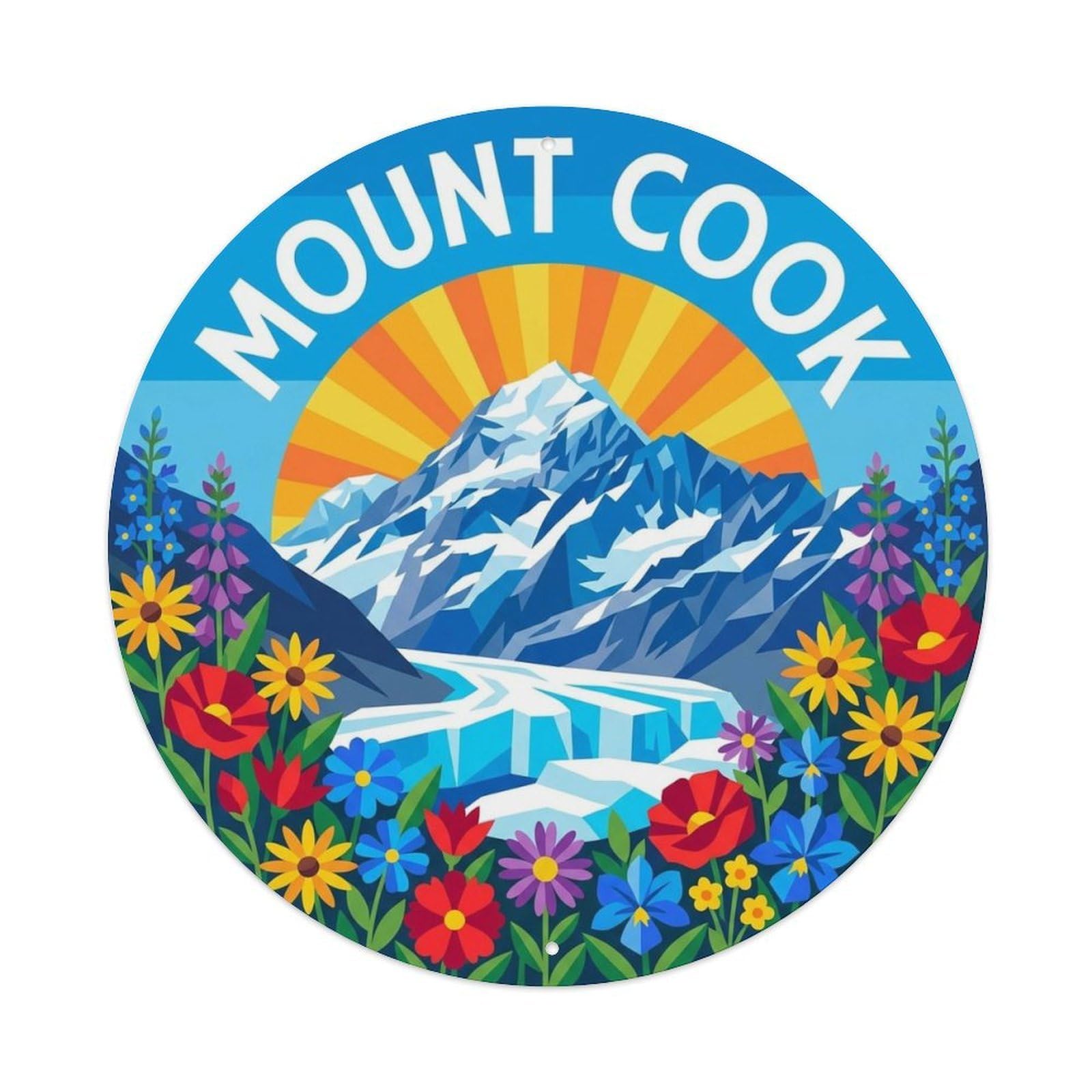 Olyhtr 8X8inch Classic Style Mount Cook New Zealand Travel Retro Mountain Metal Tin Sign