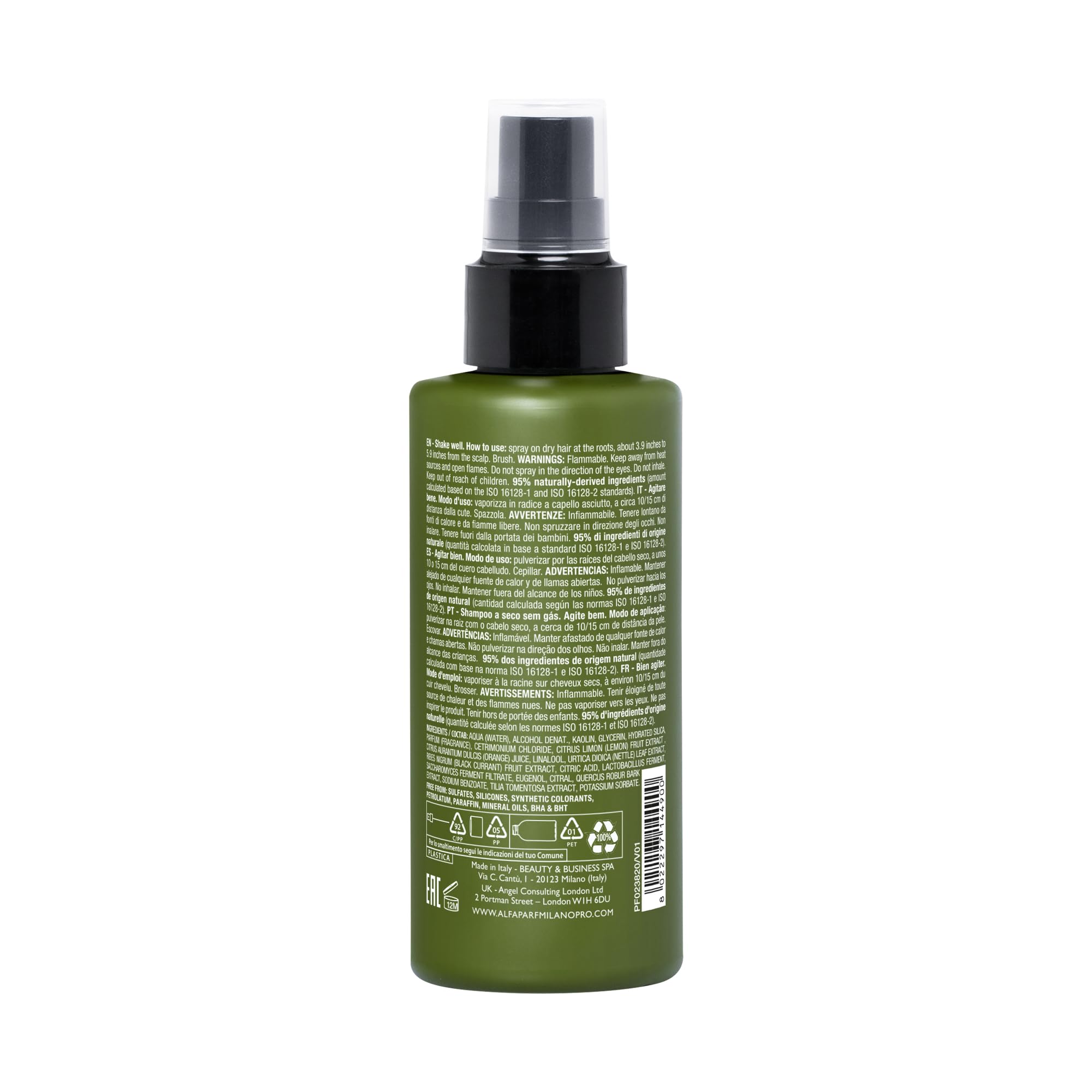 Alfaparf Milano Benvoleo Perfect Again Dry Shampoo Mist - Clean, Vegan, Sustainable Hair Care - Gas/Aerosol Free - Eliminated Residue and Odor - Two-Phase Dry Shampoo - 5.07 Fl. Oz.