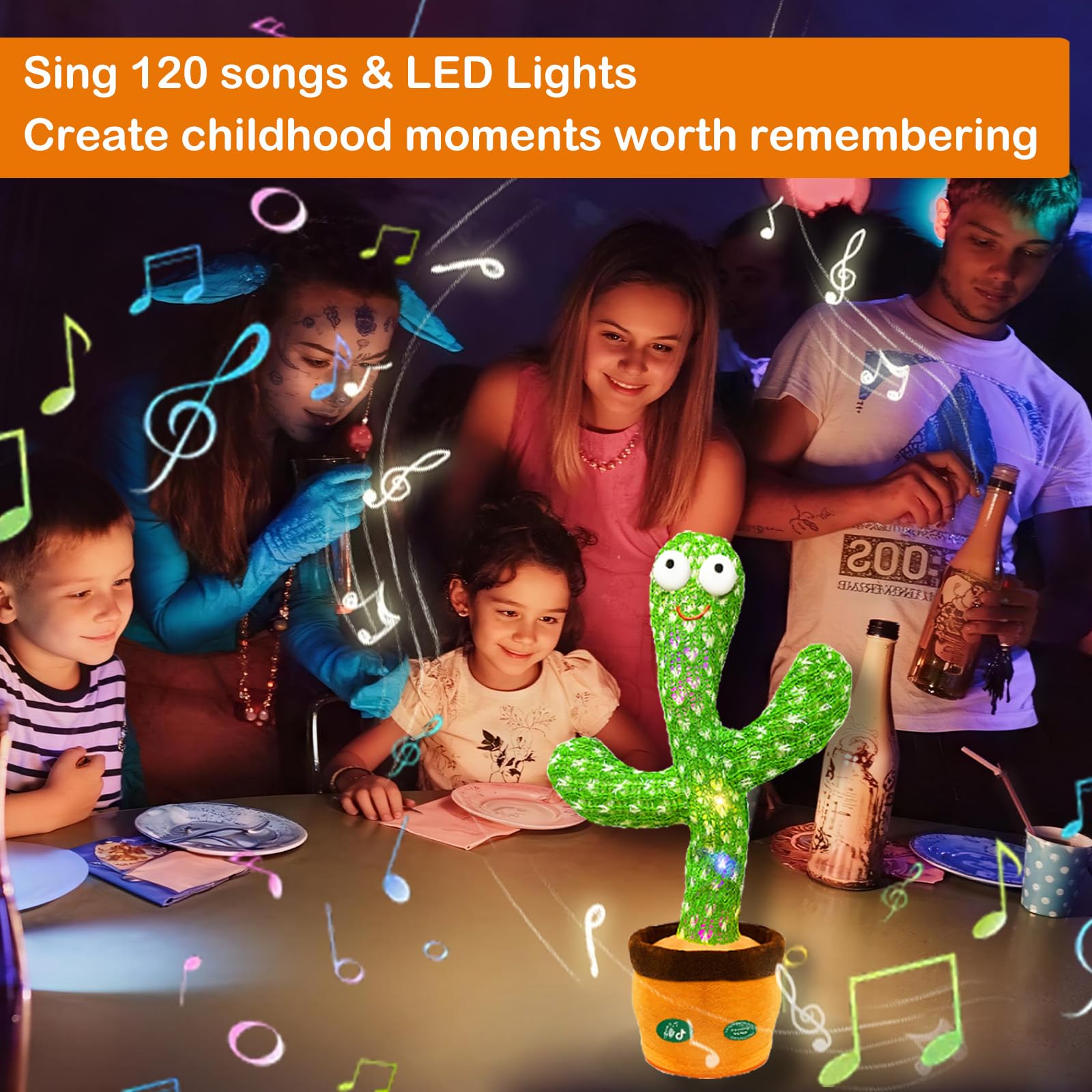 Dancing Mimicking Talking Cactus Toy,Funny Gift for Toddler 1 2 3 Year Old Boy Girl,Singing Record Repeat What You Say Light Up Baby Infant Toys 6-12 12-18 Months (Volume Adjustment)