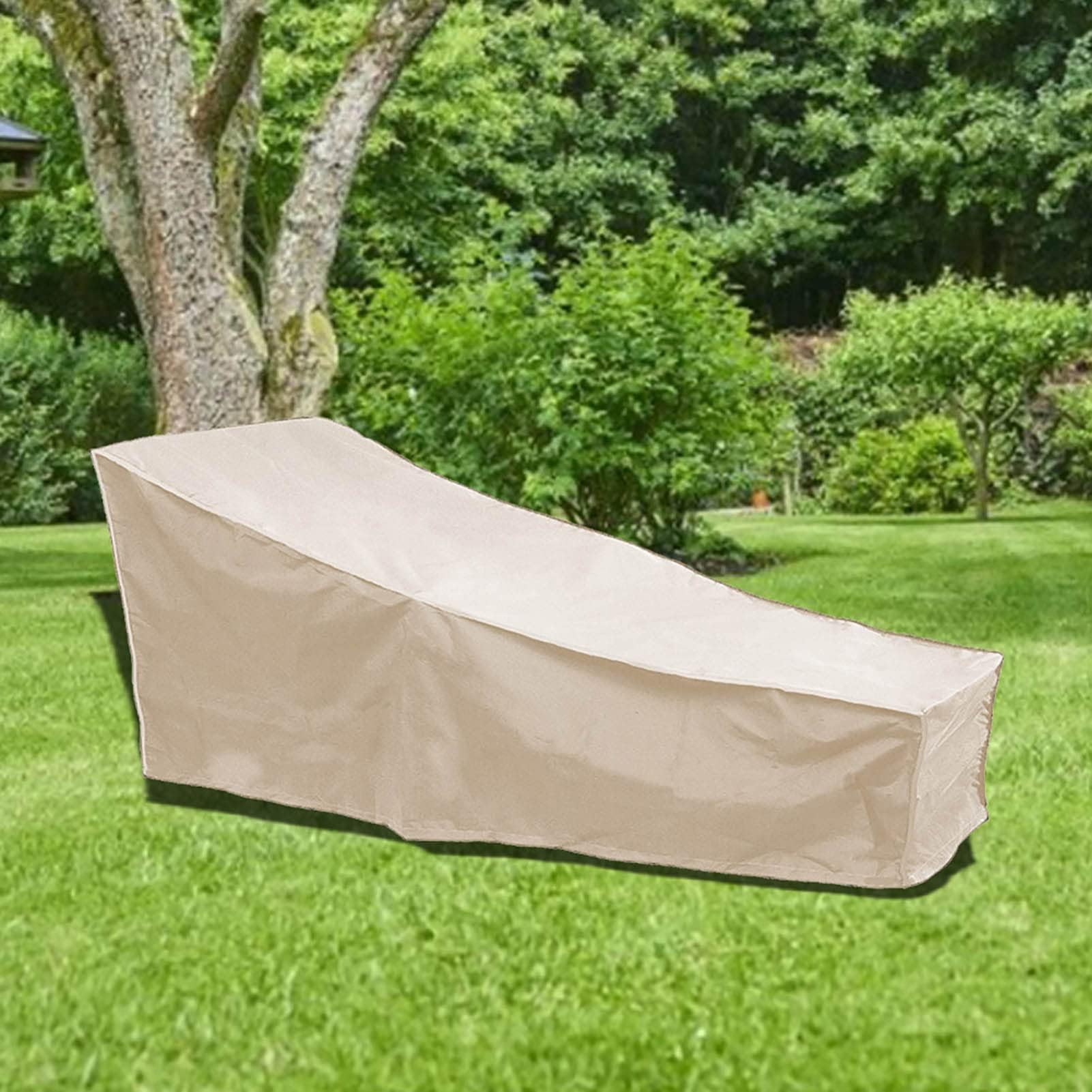 Copertura per Chaise Longue da Giardino, 208 x 76 x 41 cm Coperture per Lettini Prendisole Impermeabile Resistente al Vento Coperture per Chaise Longue per Patio Esterno (Beige*2)