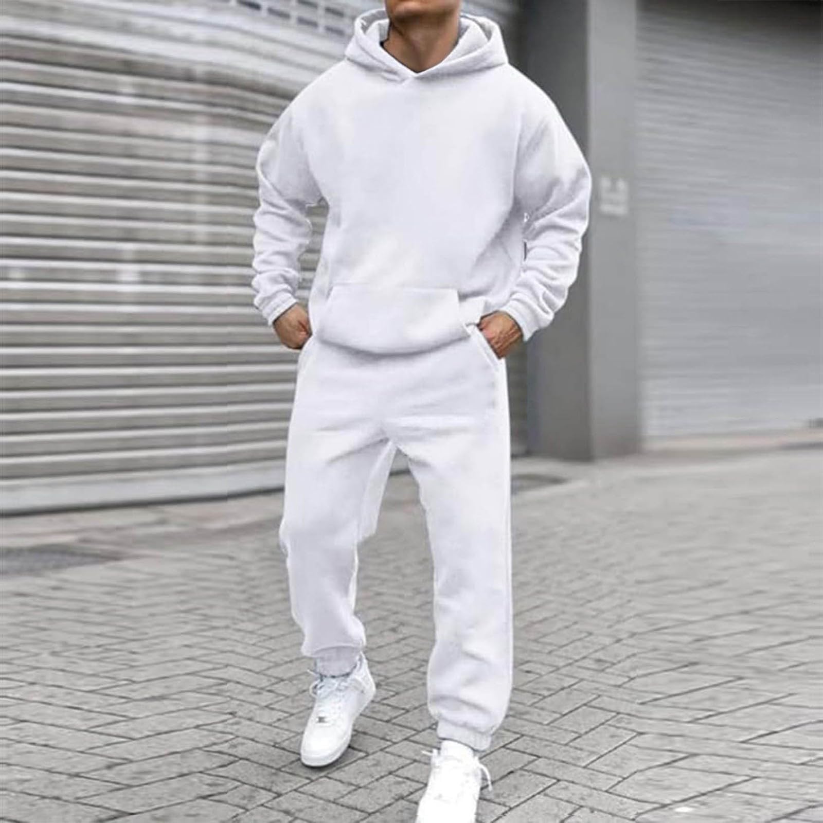 Generisch Tuta da jogging da uomo, in tinta unita, alla moda, morbida, traspirante, per il tempo libero, per gli uomini, per la casa
